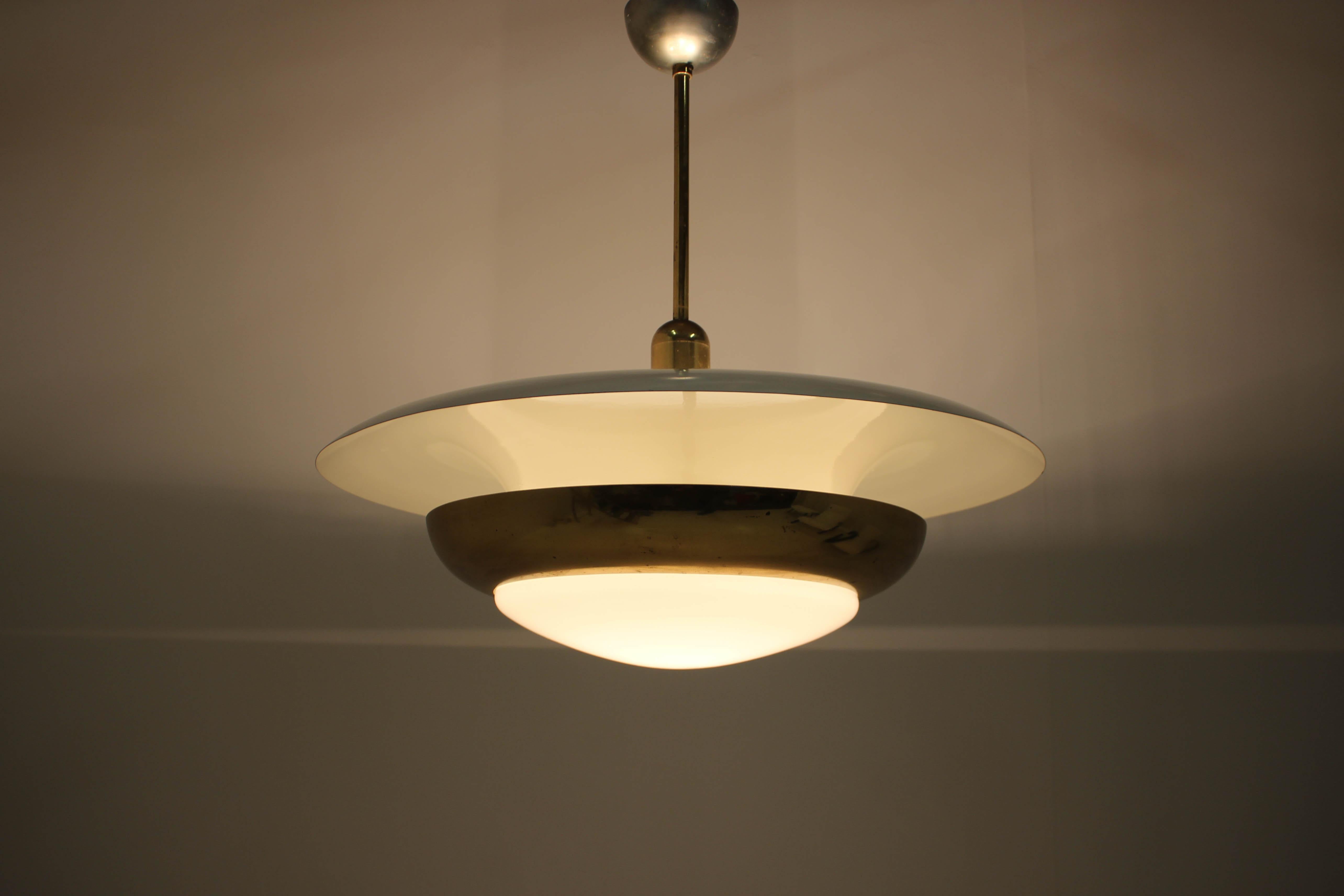 Large Bauhaus Chandelier with Adjustable Central Bulb and Two Indirect Lights 10