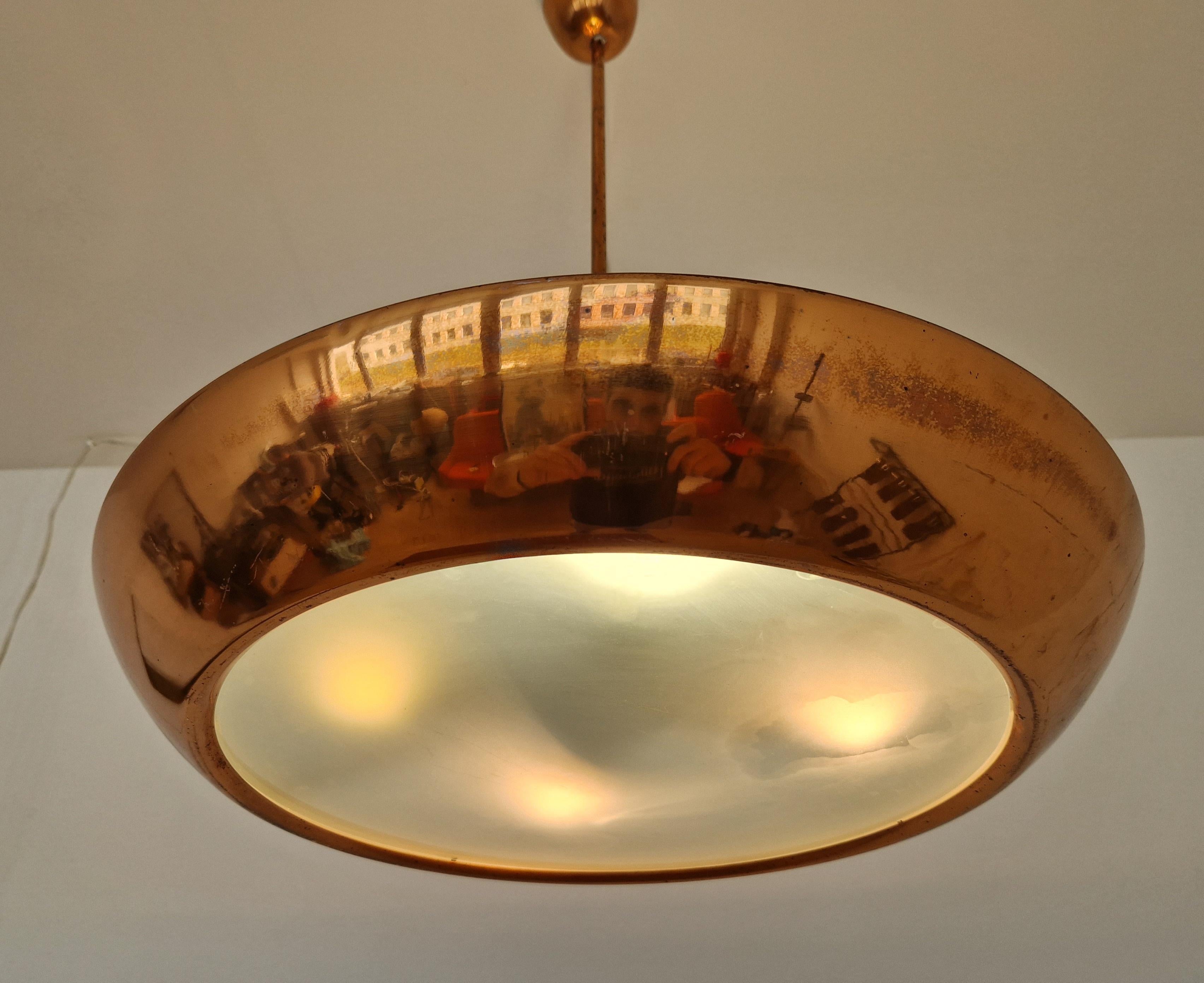Large Bauhaus / Functionalism / Art Deco Copper Pendant UFO, 1930s For Sale 3