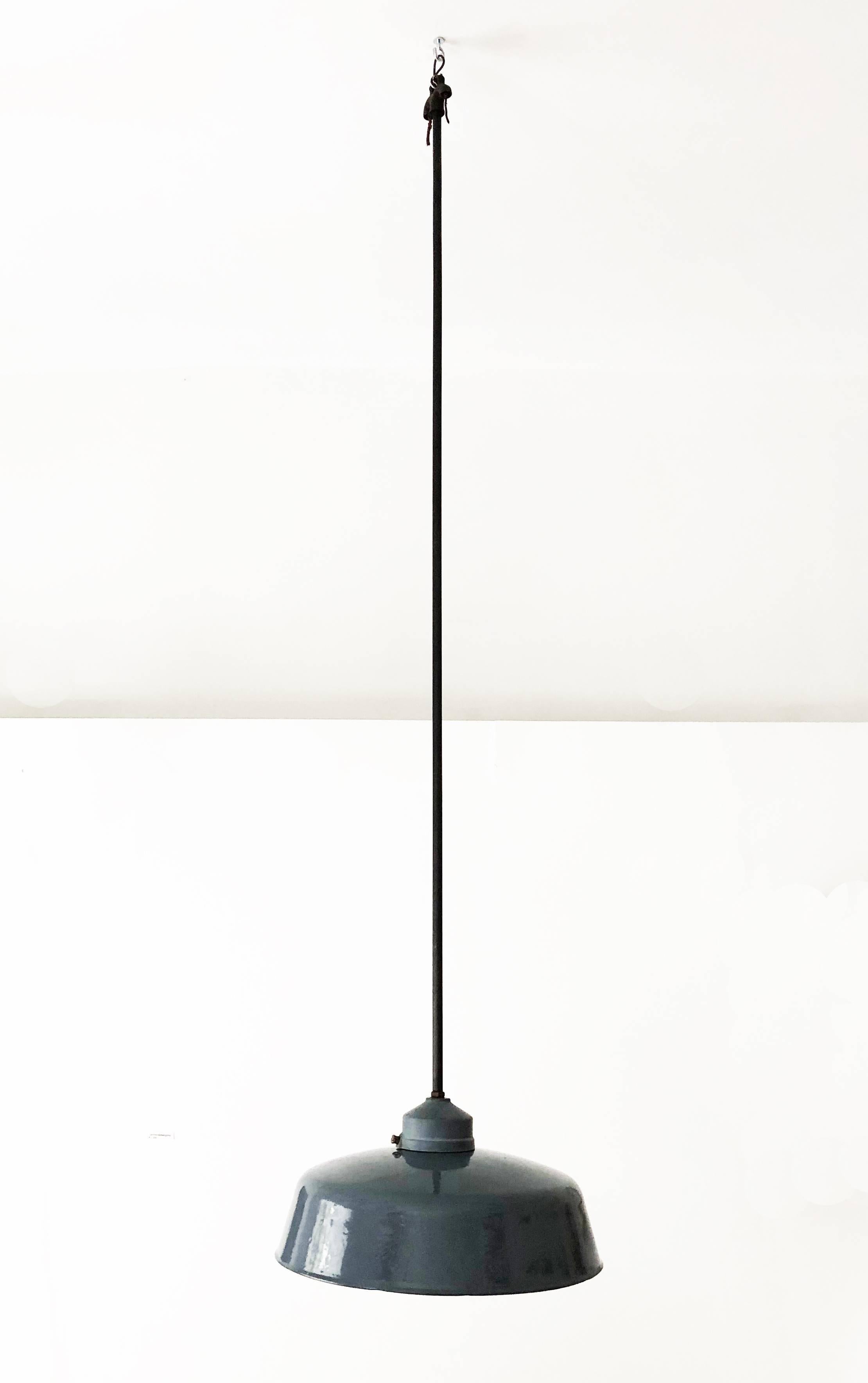 German Large Bauhaus Industrial Enamel Lamp by Siemens For Sale