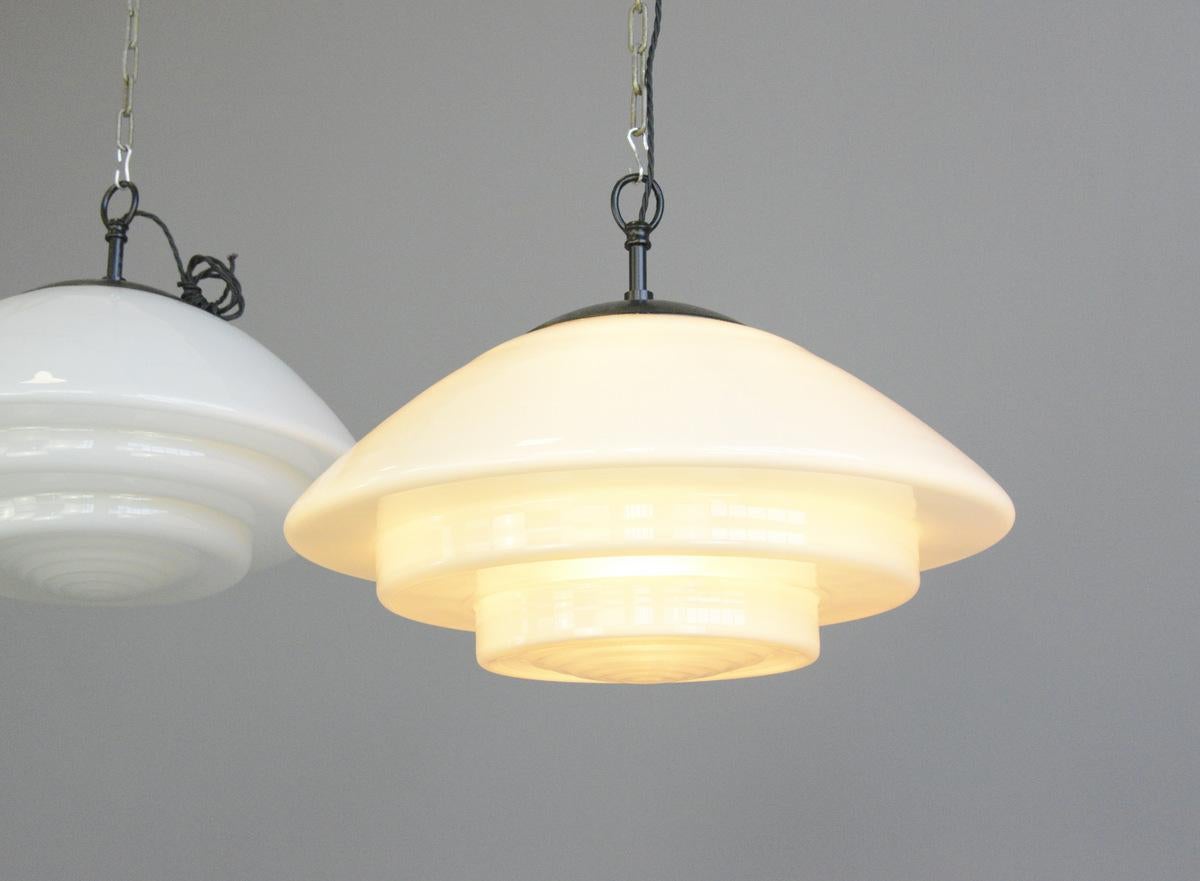 Large Bauhaus Pendant Lights by Mithras, circa 1930s In Good Condition In Gloucester, GB