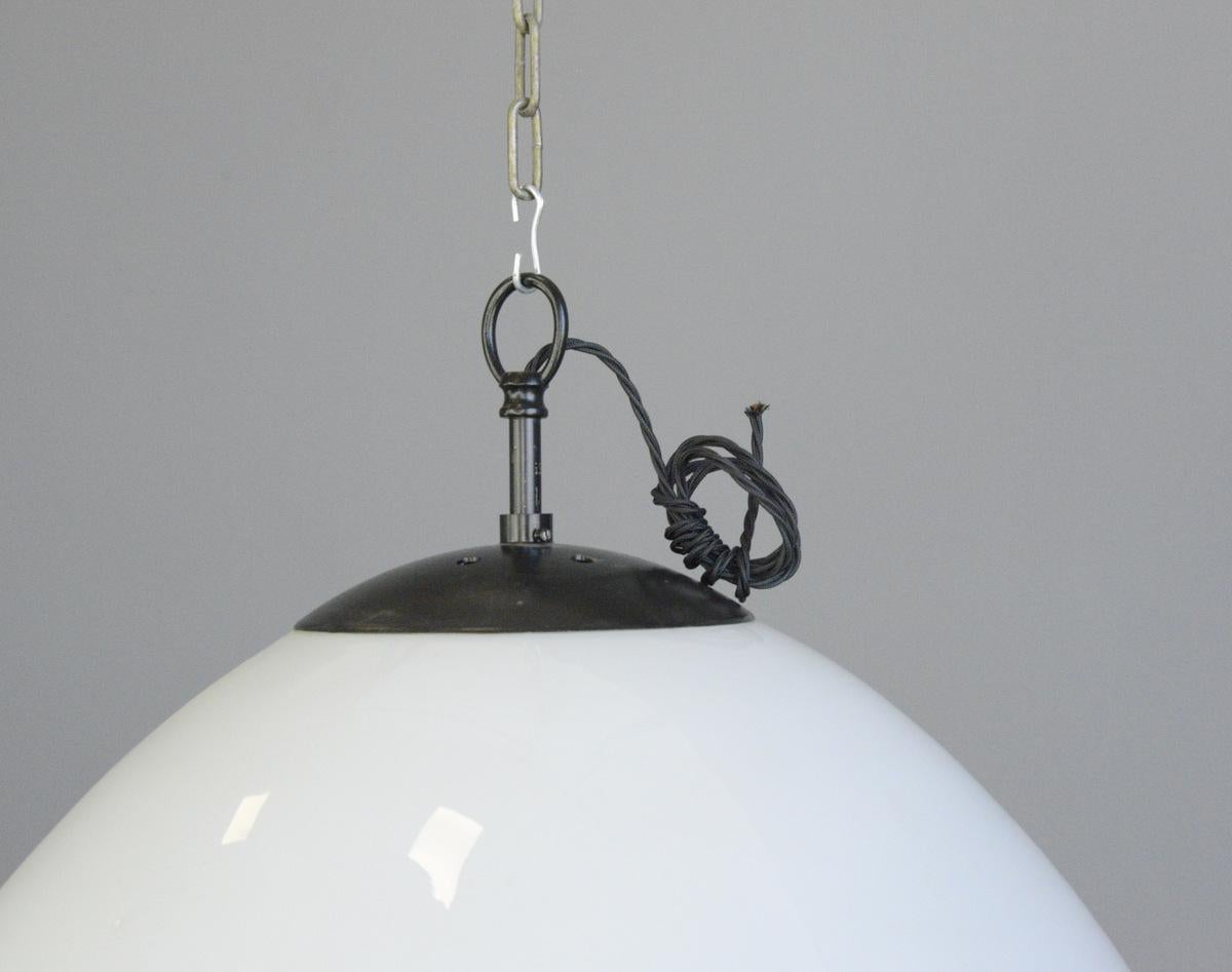 Opaline Glass Large Bauhaus Pendant Lights by Mithras, circa 1930s