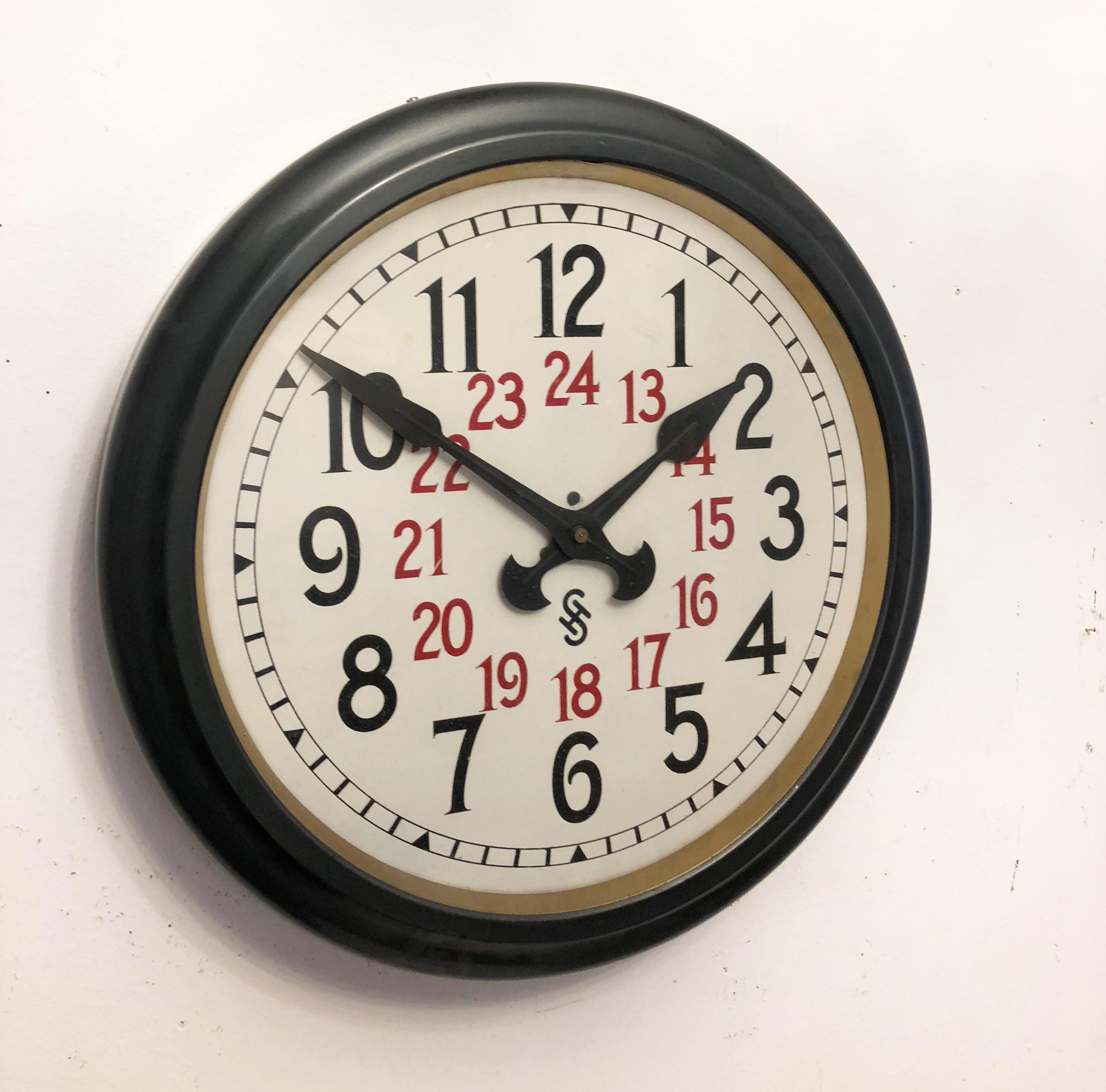 Painted Large Bauhaus Siemens Industrial, Factory, Workshop Wall Clock