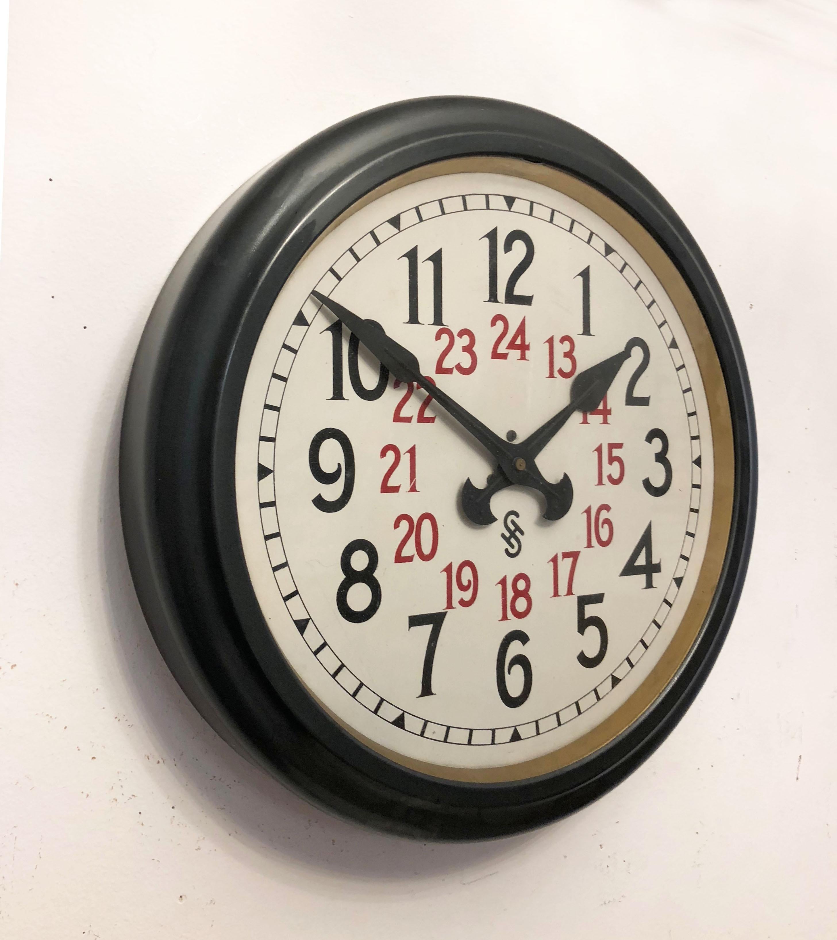 Mid-20th Century Large Bauhaus Siemens Industrial, Factory, Workshop Wall Clock
