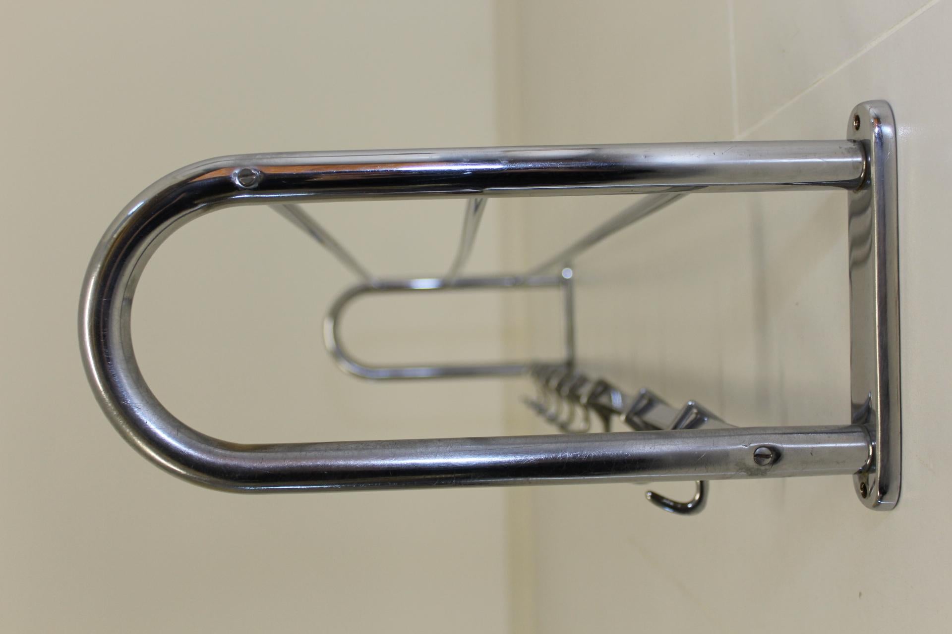 Large Bauhaus Style Chromed Brass Coat and Hat Rack, 1940s For Sale 3