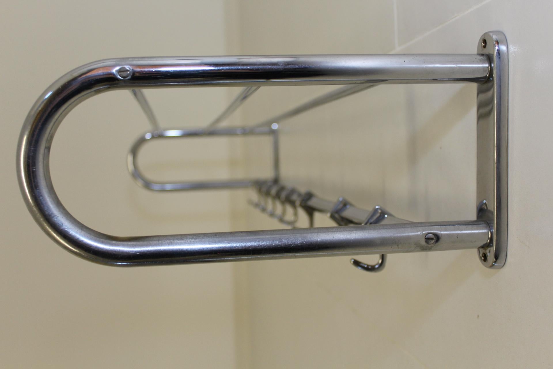 Large Bauhaus Style Chromed Brass Coat and Hat Rack, 1940s For Sale 4