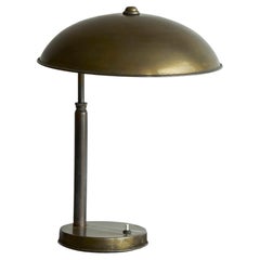 Large Bauhaus Style Table Lamp in Patinated Brass 1930s