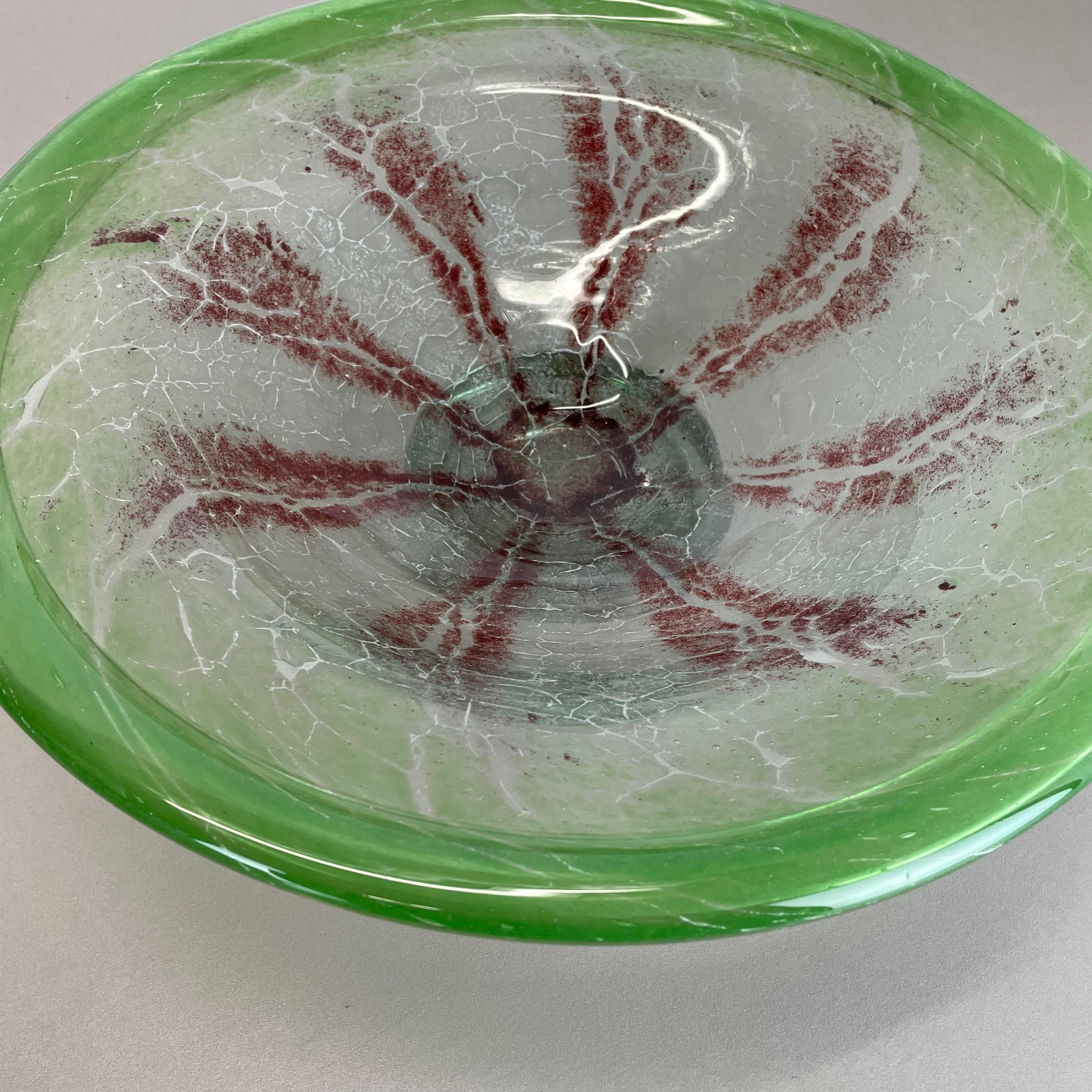 Large Baushaus Art Deco Glass Bowl by Karl Wiedmann for WMF Ikora, Germany 1930s 6