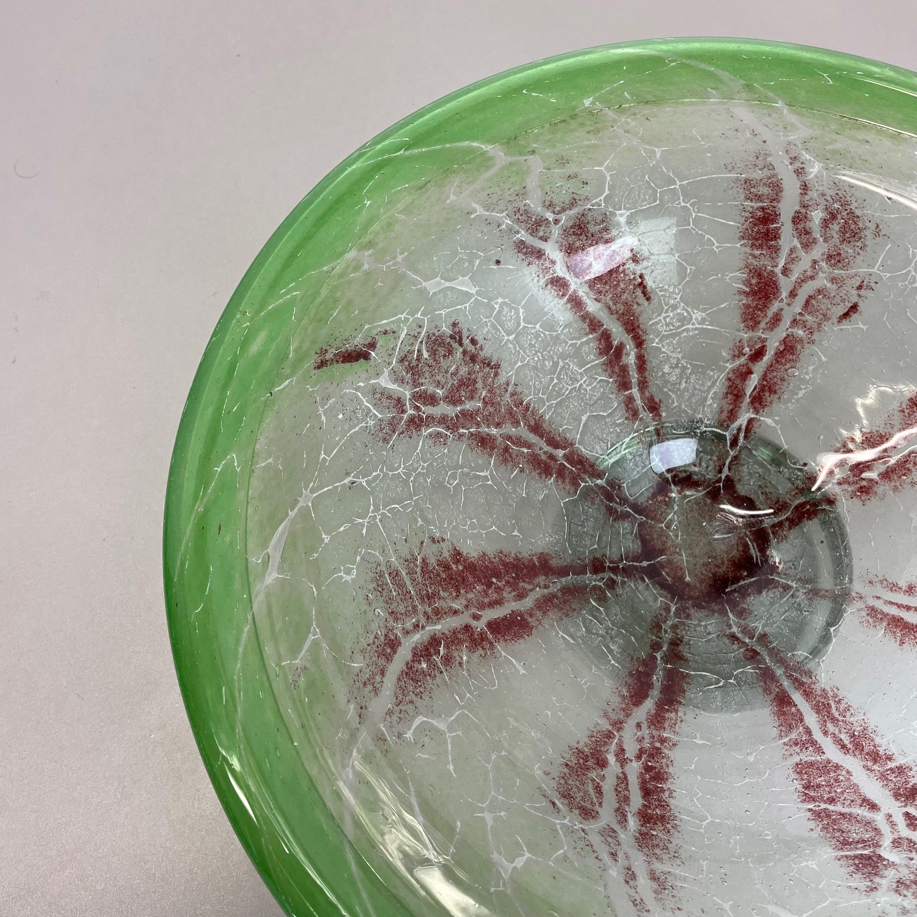 Large Baushaus Art Deco Glass Bowl by Karl Wiedmann for WMF Ikora, Germany 1930s 8