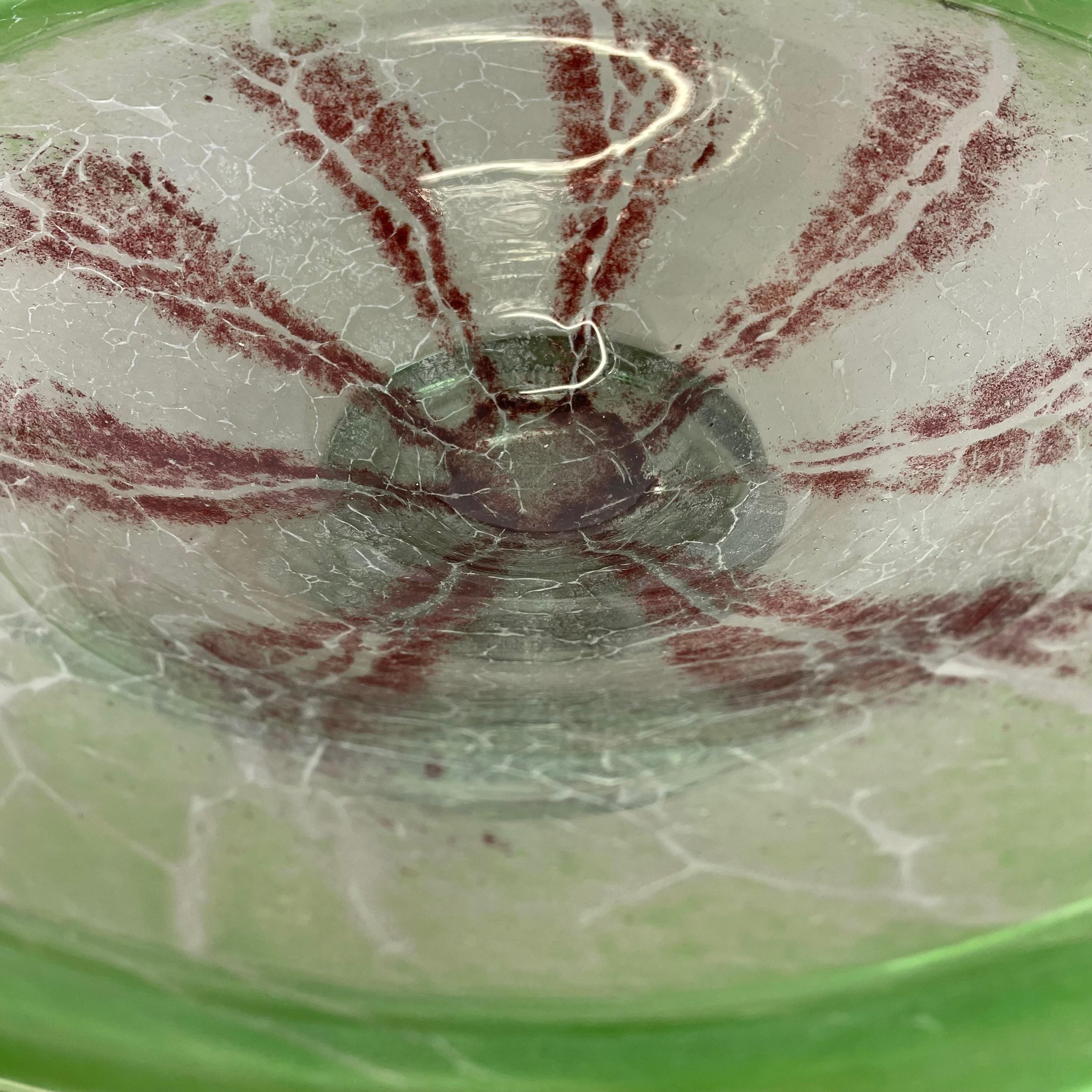 Large Baushaus Art Deco Glass Bowl by Karl Wiedmann for WMF Ikora, Germany 1930s 10