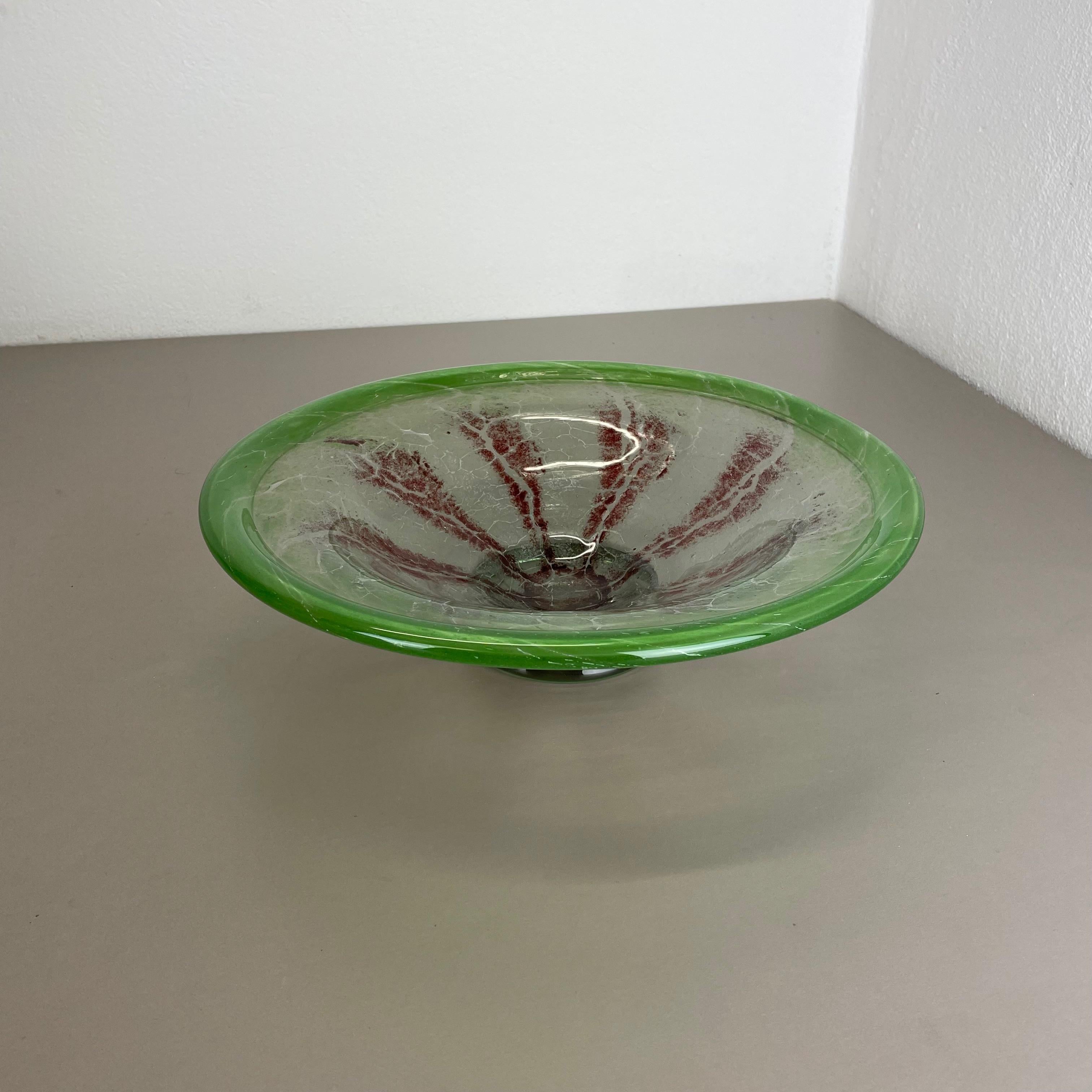 Large Baushaus Art Deco Glass Bowl by Karl Wiedmann for WMF Ikora, Germany 1930s In Good Condition For Sale In Kirchlengern, DE