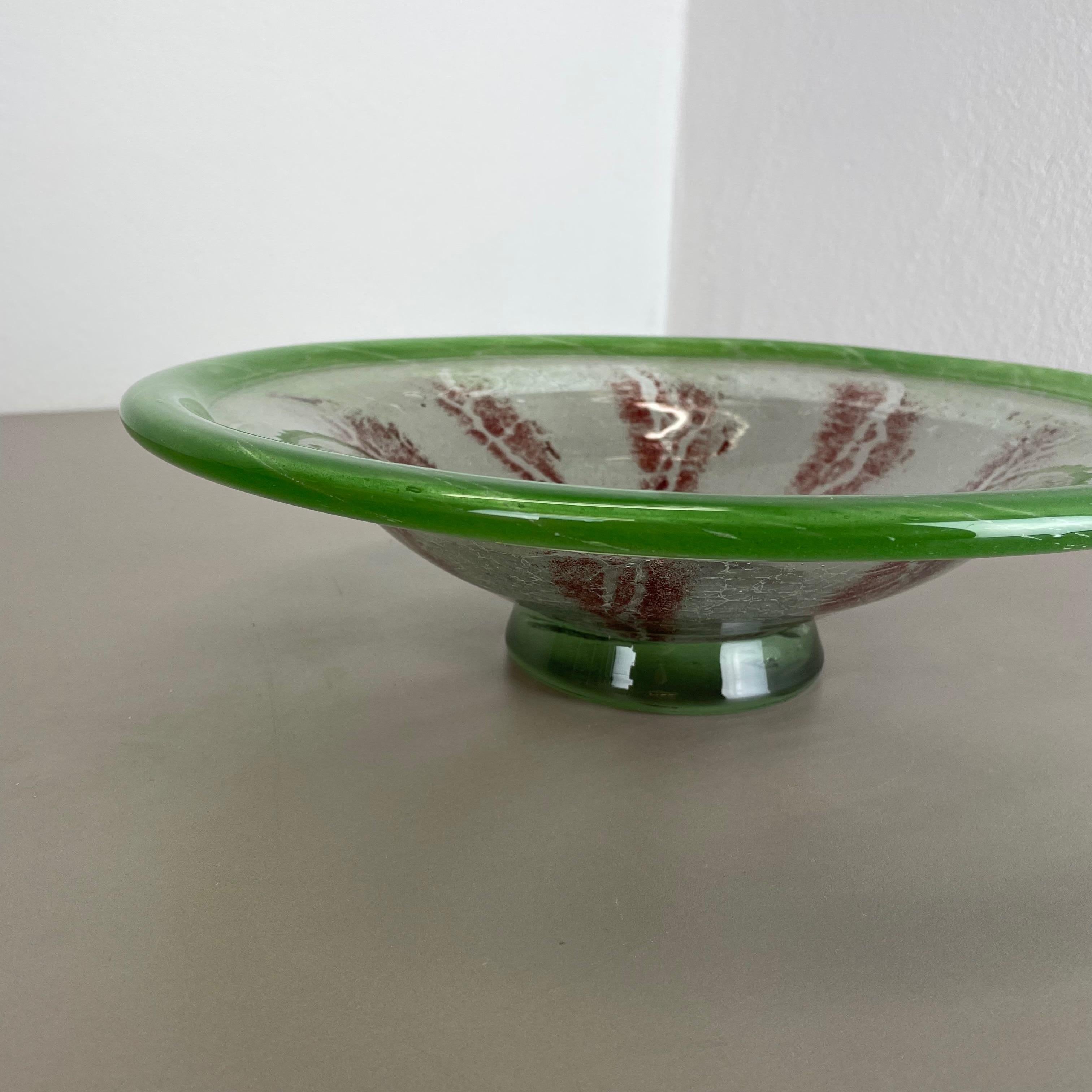 Art Glass Large Baushaus Art Deco Glass Bowl by Karl Wiedmann for WMF Ikora, Germany 1930s For Sale