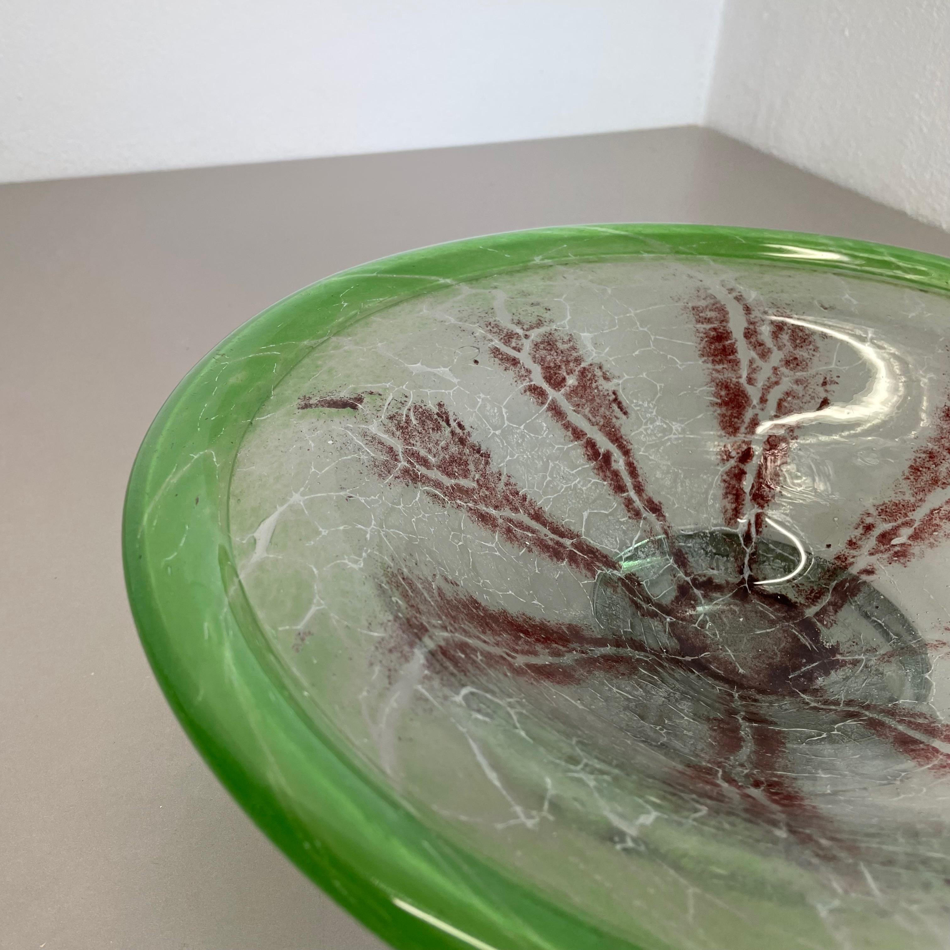 Large Baushaus Art Deco Glass Bowl by Karl Wiedmann for WMF Ikora, Germany 1930s 1
