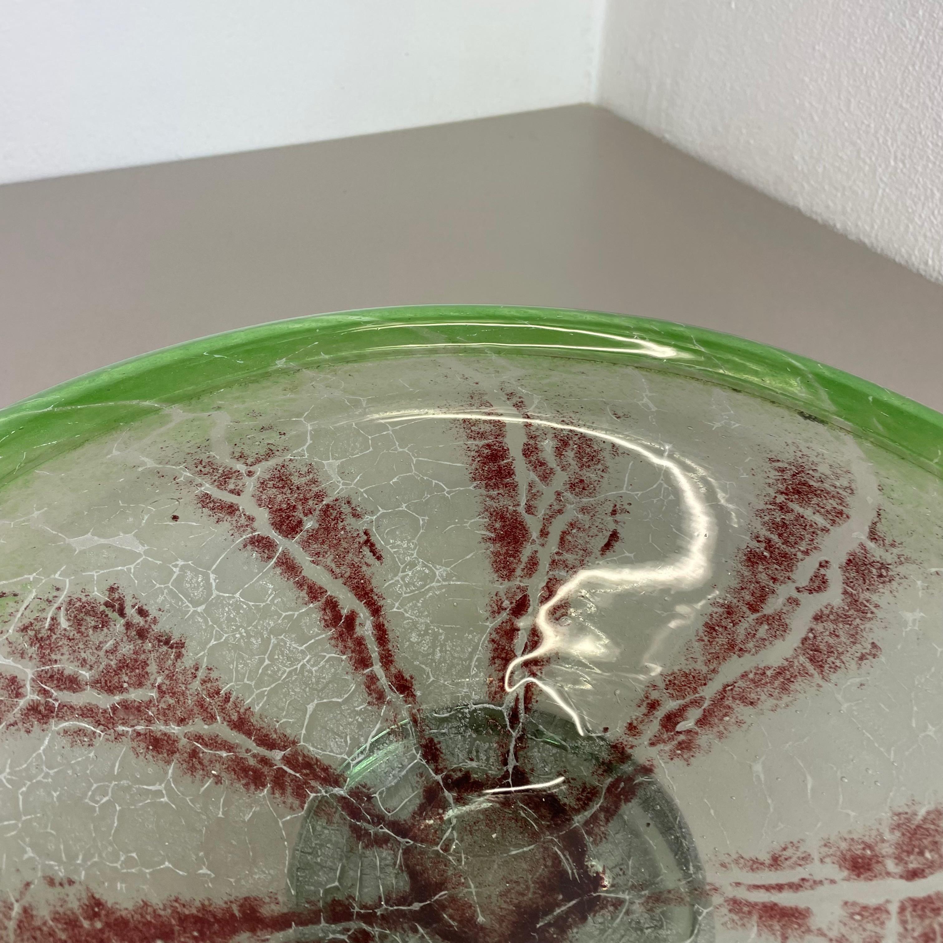Large Baushaus Art Deco Glass Bowl by Karl Wiedmann for WMF Ikora, Germany 1930s For Sale 2