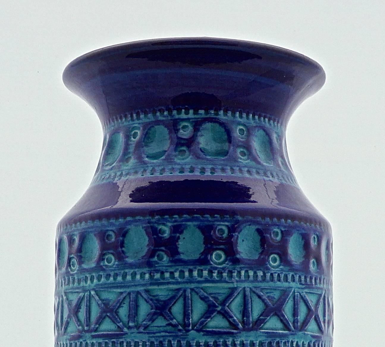 Bay Keramik West Germany Large Pottery Blue and Turquoise Vase, circa 1970s In Good Condition In London, GB
