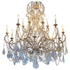 Vintage Large Beachy Glass Chandelier