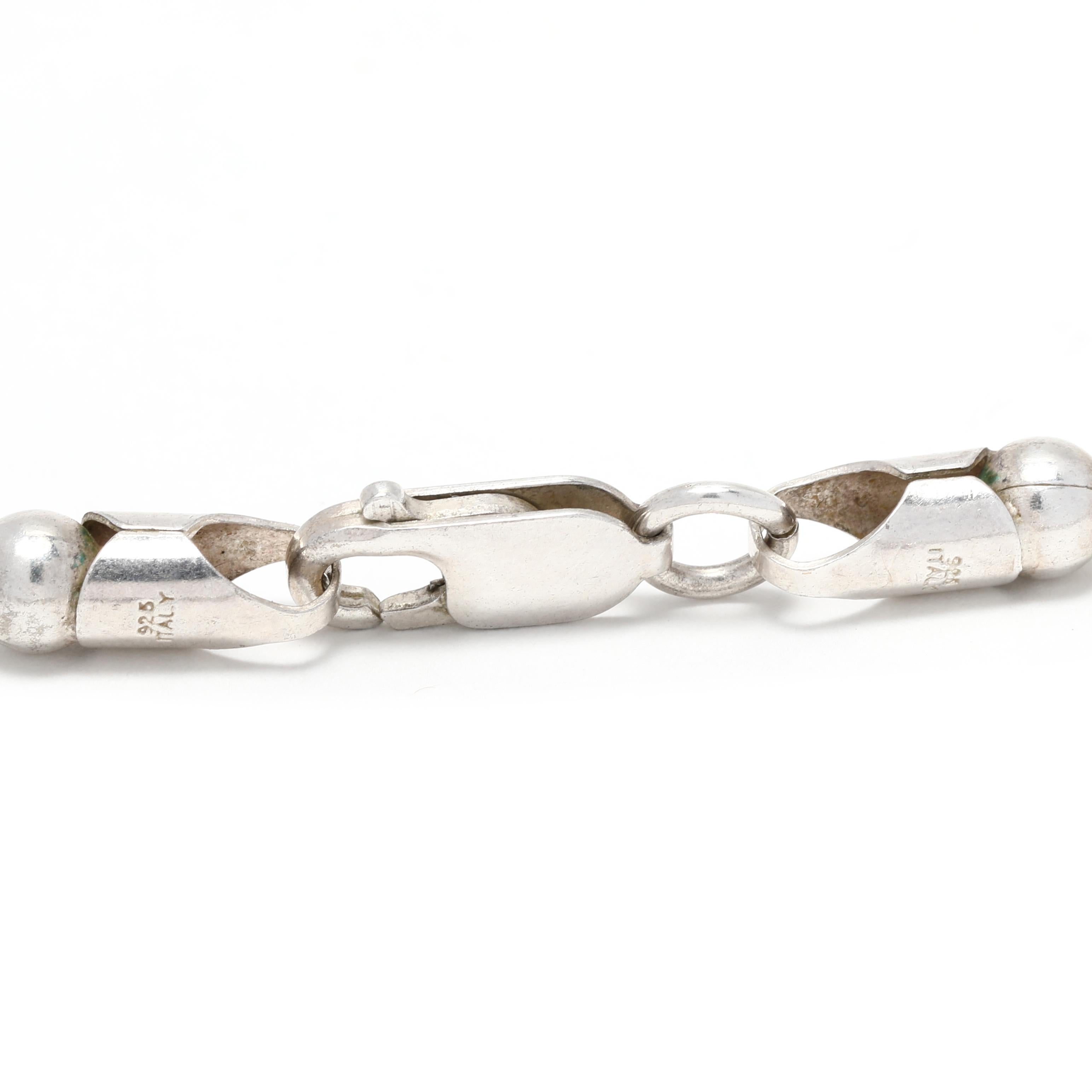 Große Perlenkette Halskette, Sterlingsilber, Silberperlenhalskette für Damen oder Herren im Angebot
