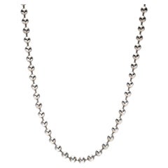 Retro Large Bead Chain Necklace, Sterling Silver, Silver Bead