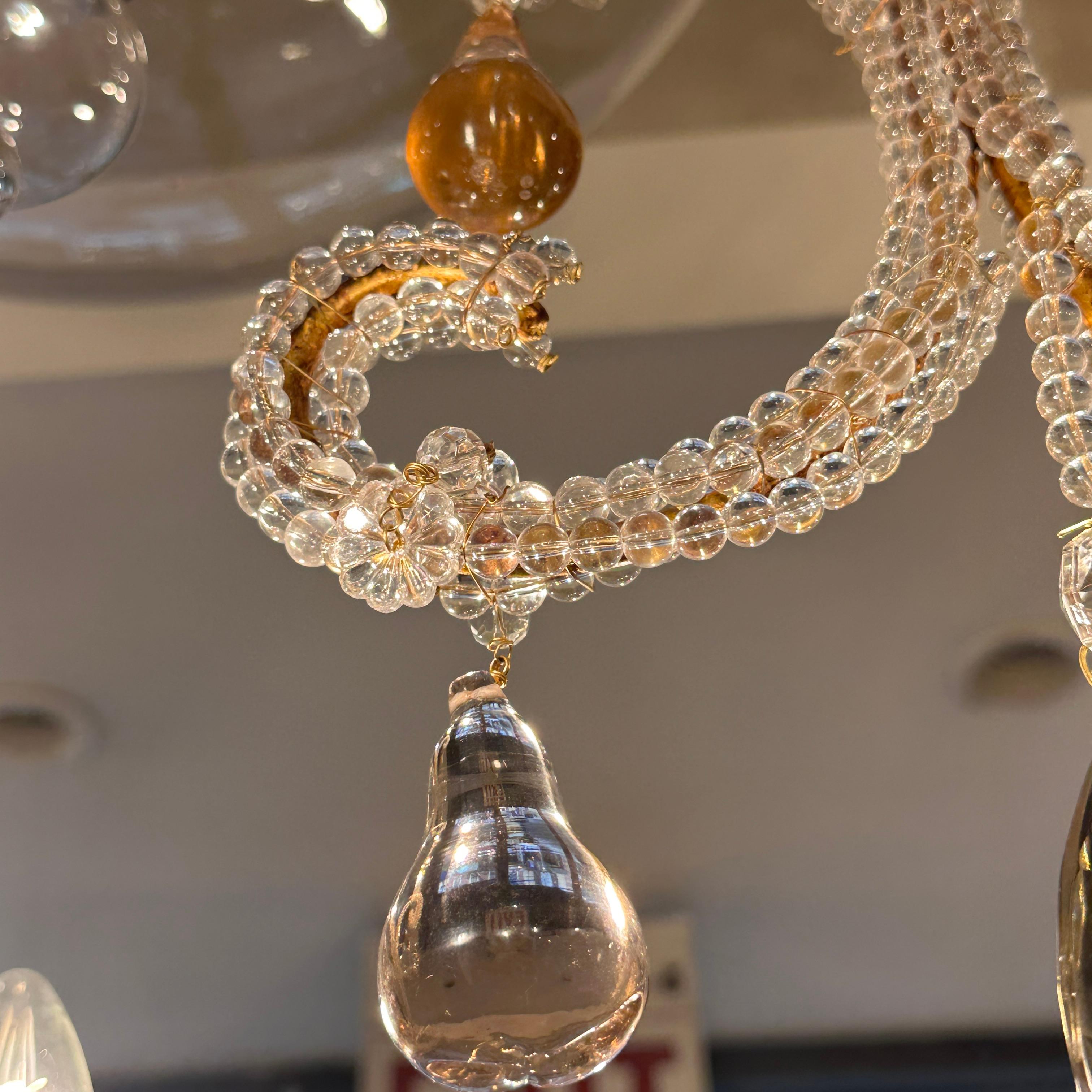 Large Beaded Rock Crystal Crystal Chandelier For Sale 5