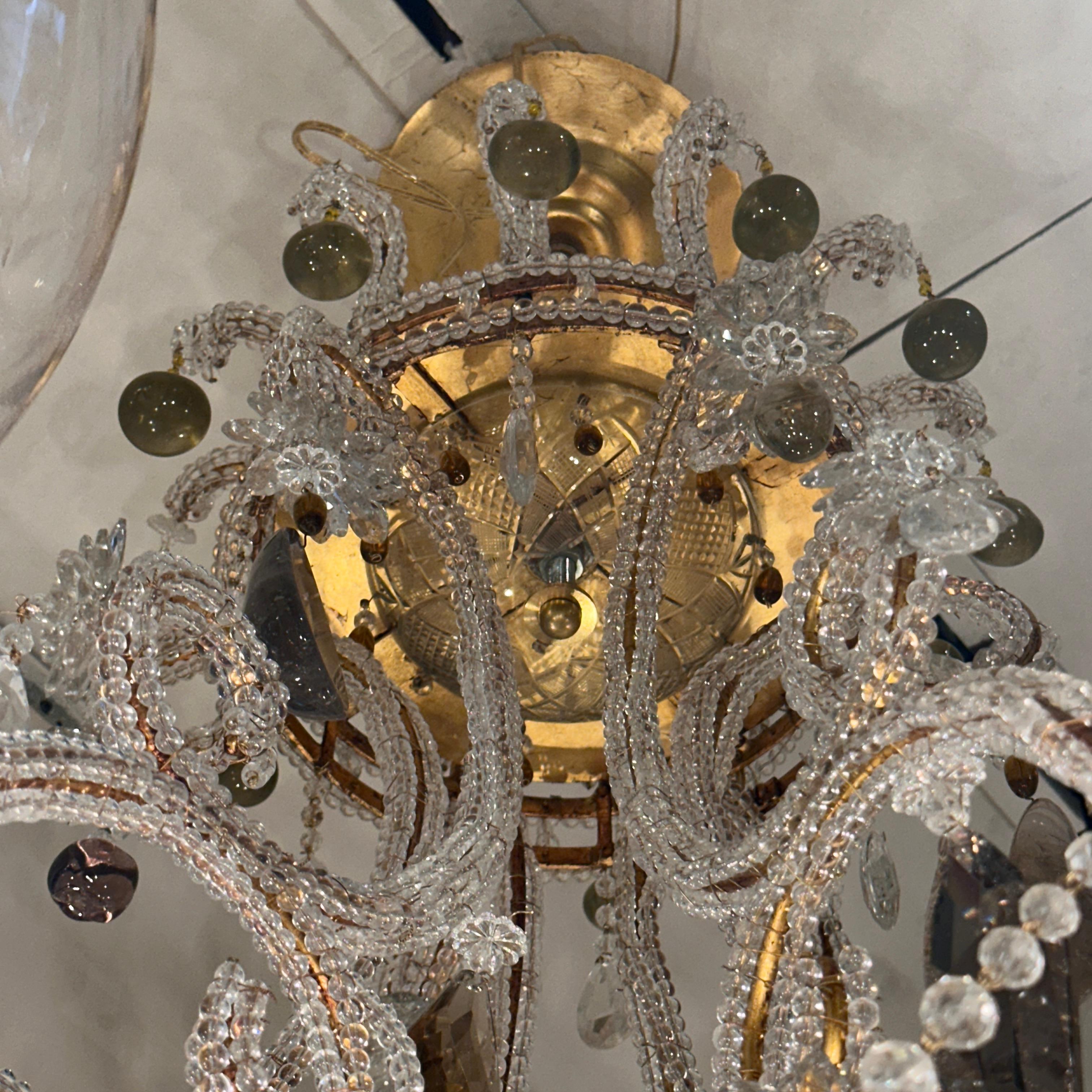 Large Beaded Rock Crystal Crystal Chandelier For Sale 7