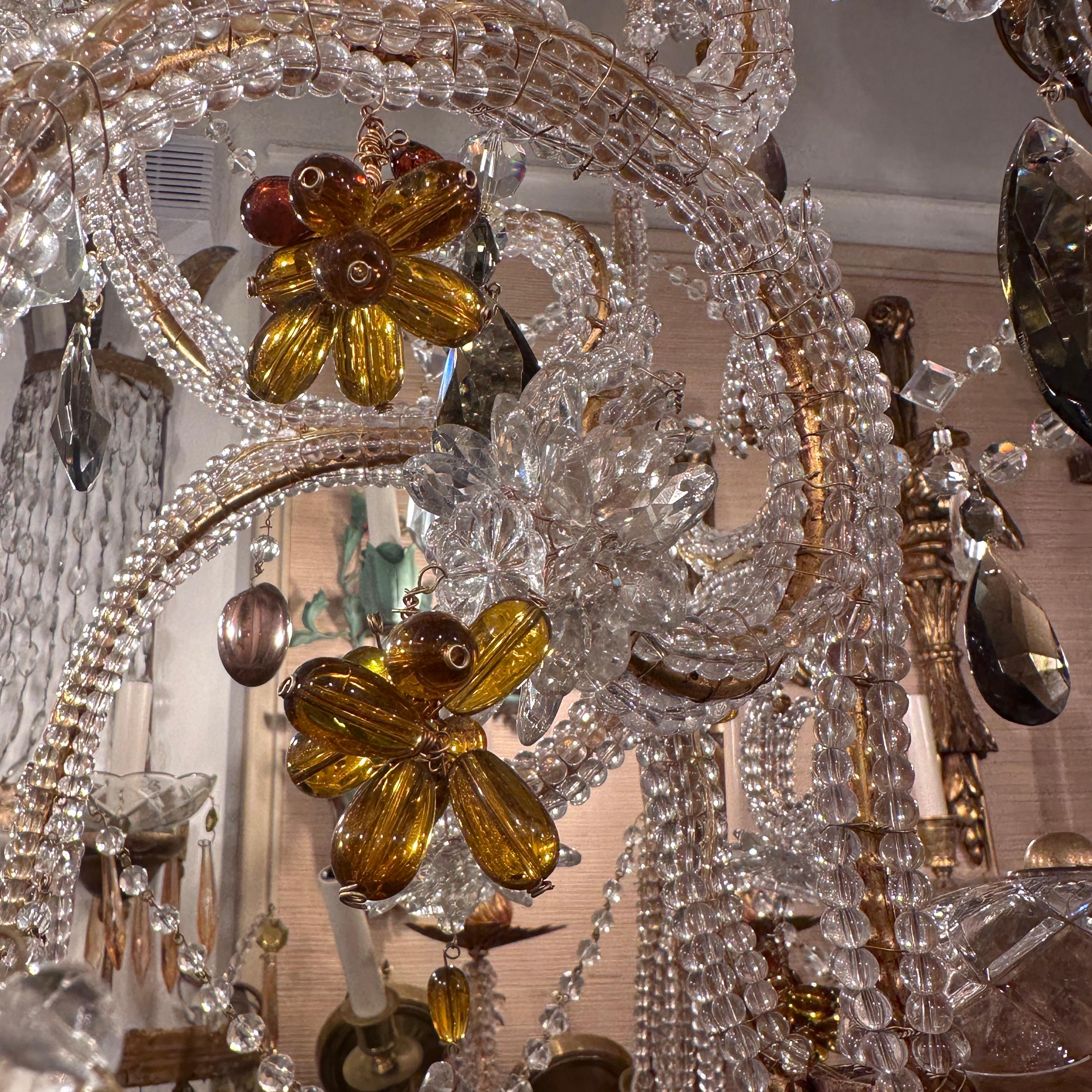 Large Beaded Rock Crystal Crystal Chandelier For Sale 9