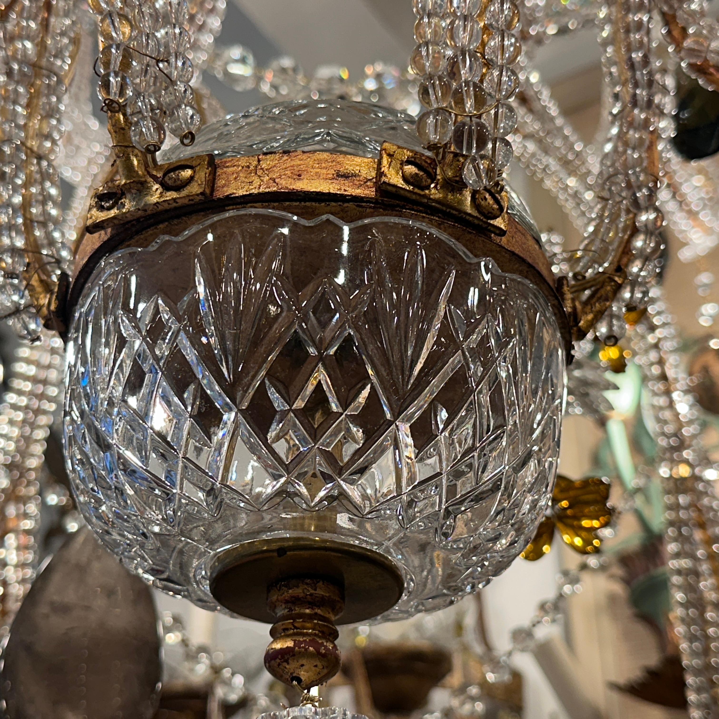 Large Beaded Rock Crystal Crystal Chandelier For Sale 1