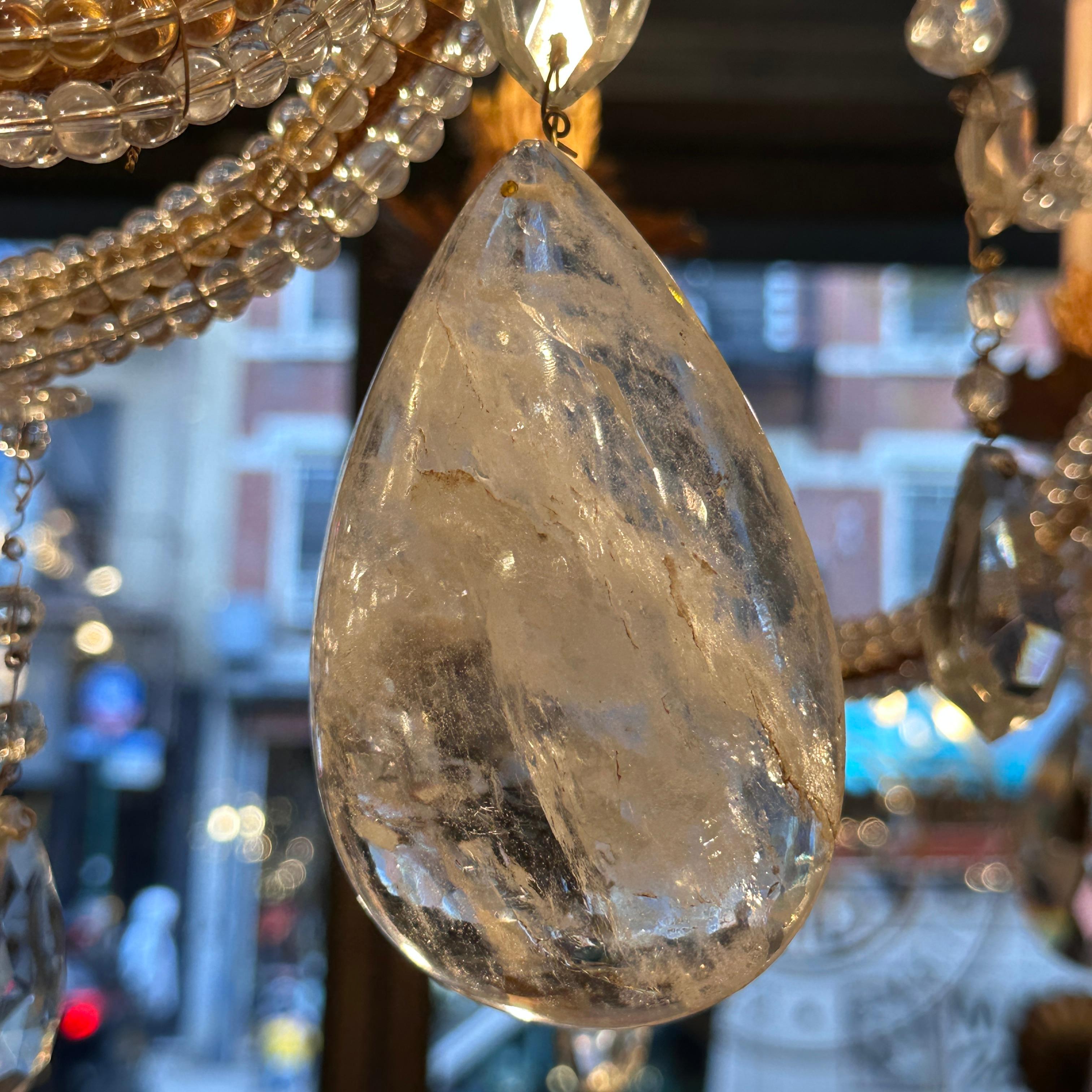 Large Beaded Rock Crystal Crystal Chandelier For Sale 2