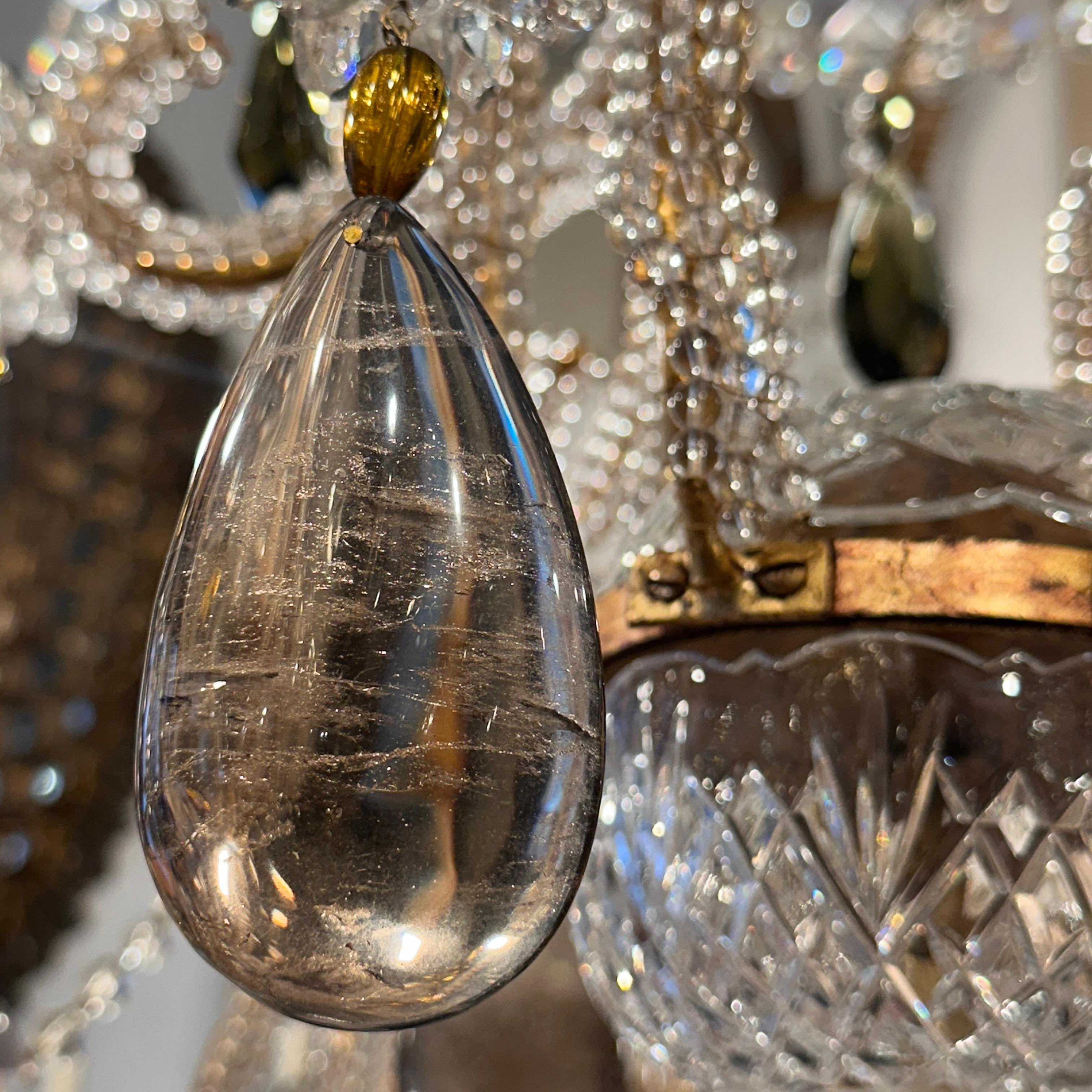 Large Beaded Rock Crystal Crystal Chandelier For Sale 3
