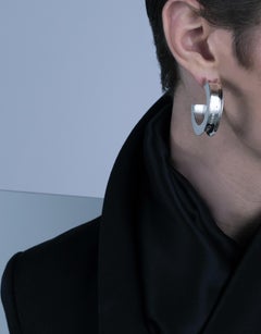 Large Beam Hoop Earrings - 935 Silver