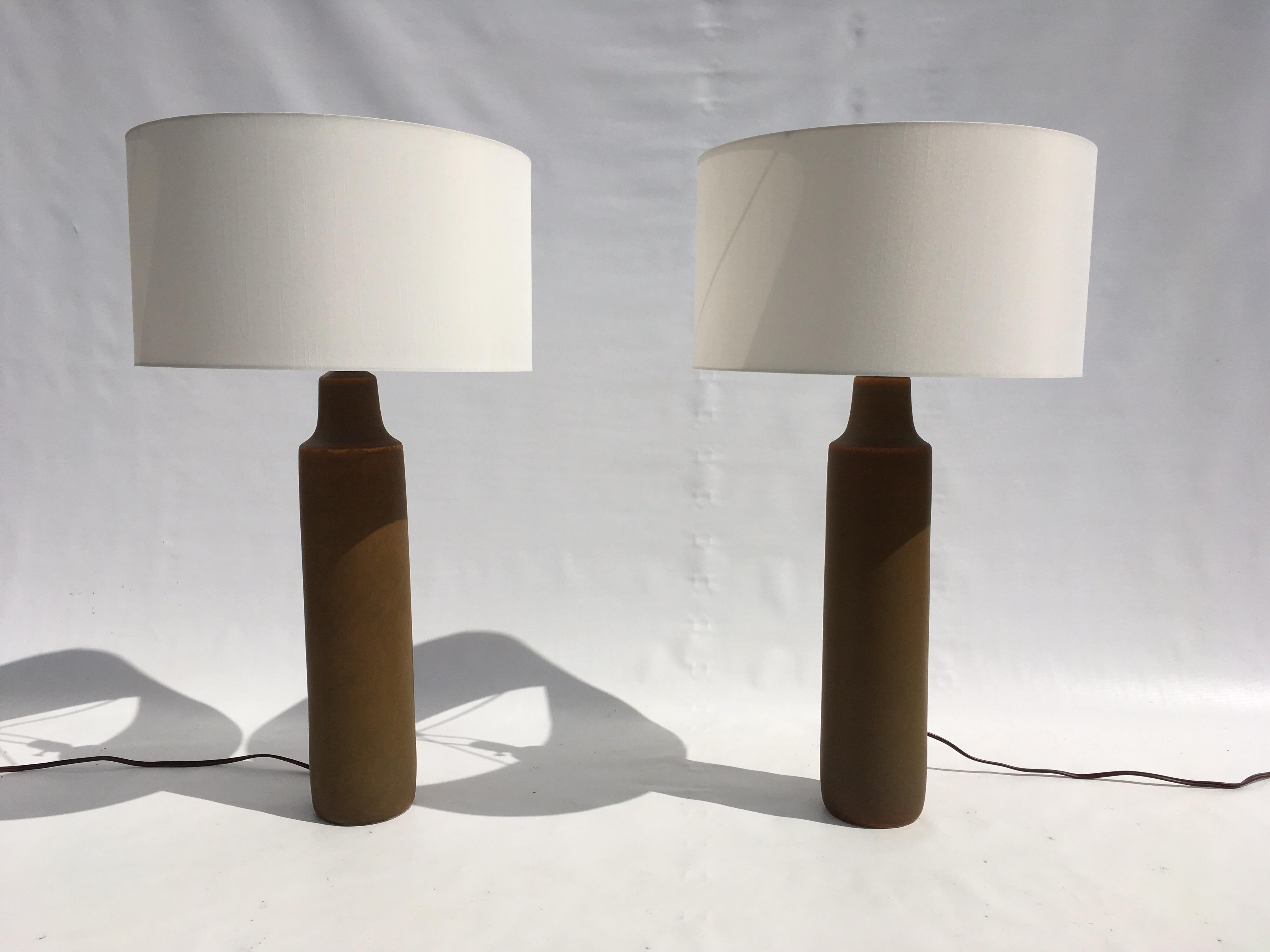 Pair of Large Beautiful Ceramic Tables Lamps with Shades, Midcentury, Usa, 1950s 4