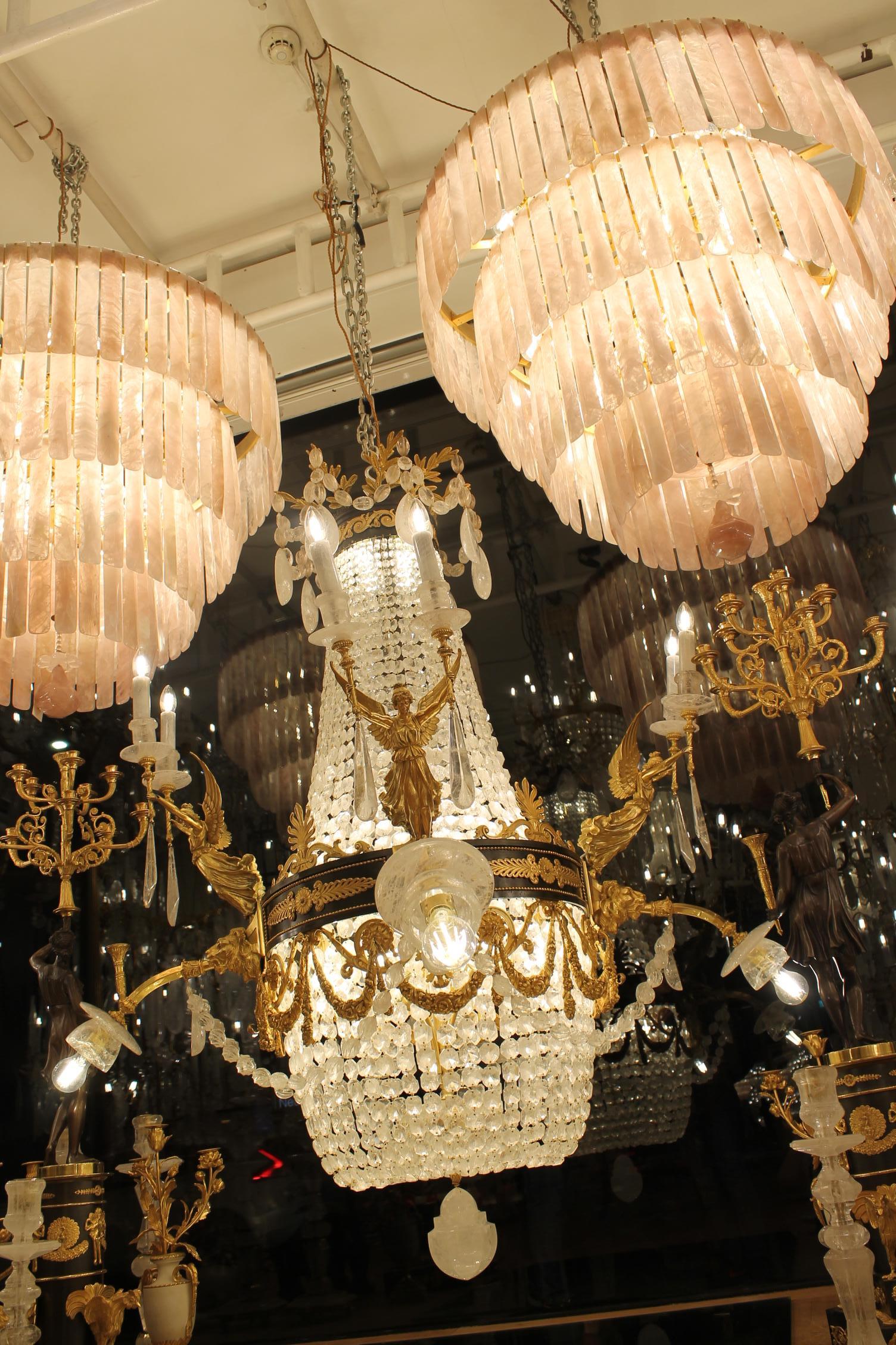 Grande e bellissimo lampadario Gasolier in bronzo e cristallo di rocca con 36 luci in vendita 4