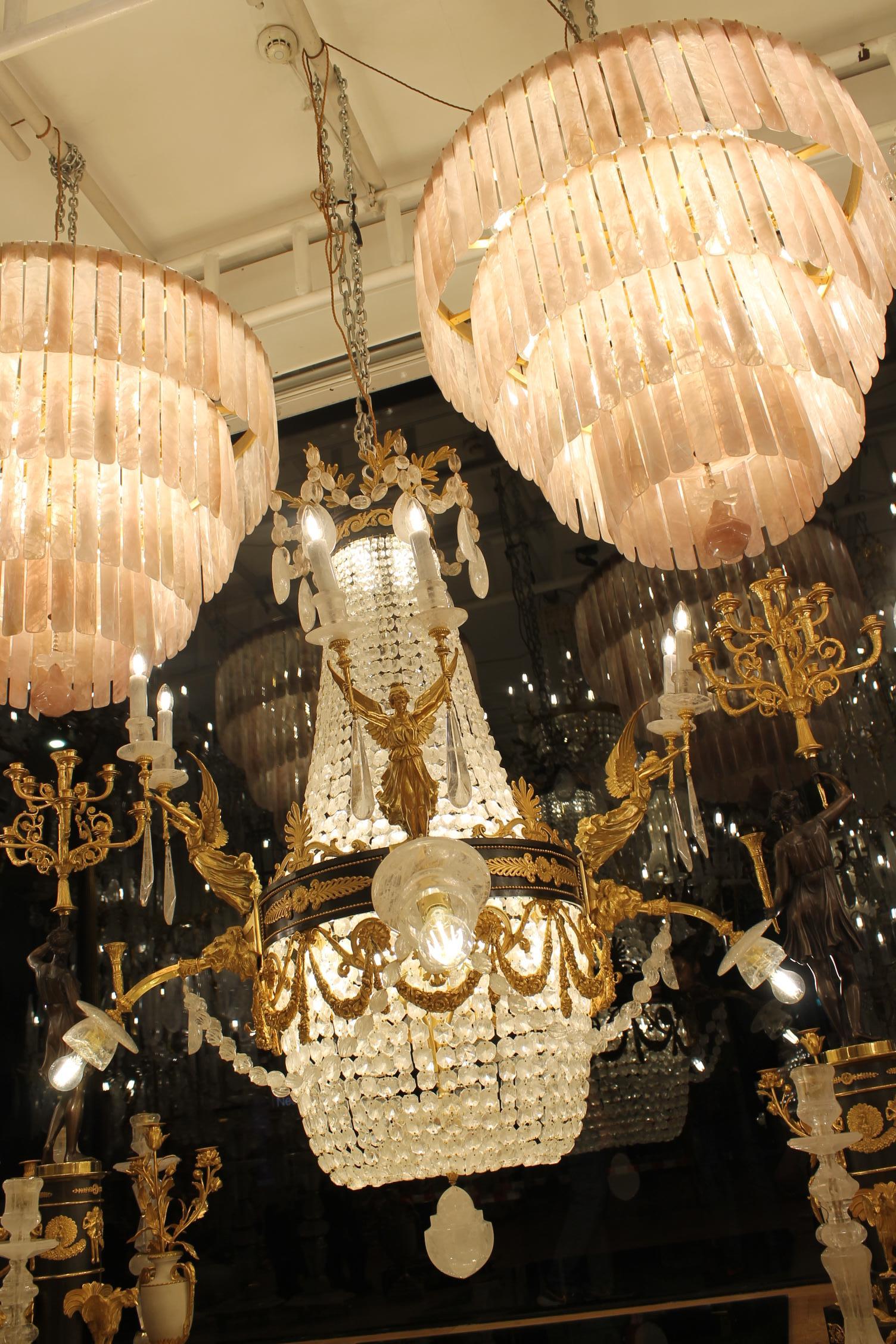 Grande e bellissimo lampadario Gasolier in bronzo e cristallo di rocca con 36 luci in vendita 5
