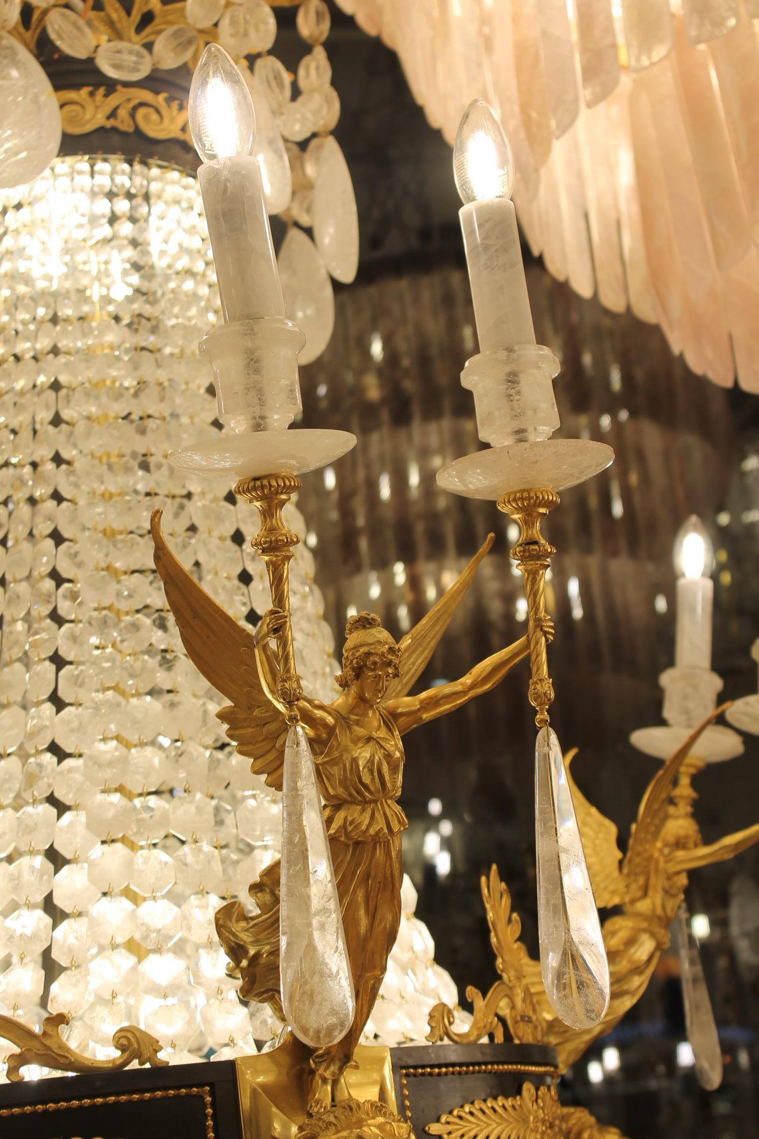 Grande e bellissimo lampadario Gasolier in bronzo e cristallo di rocca con 36 luci in vendita 6