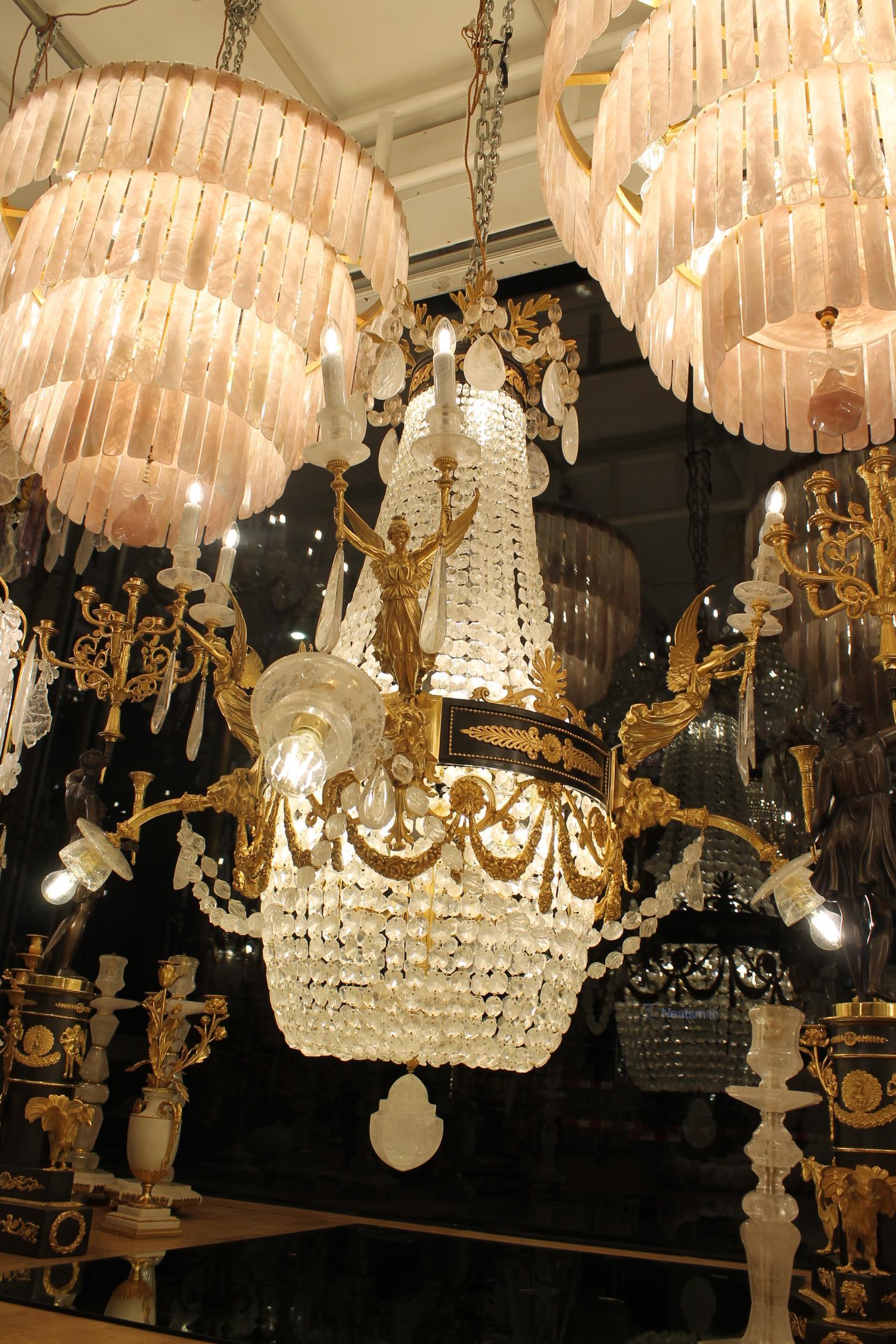 Grande e bellissimo lampadario Gasolier in bronzo e cristallo di rocca con 36 luci in vendita 2