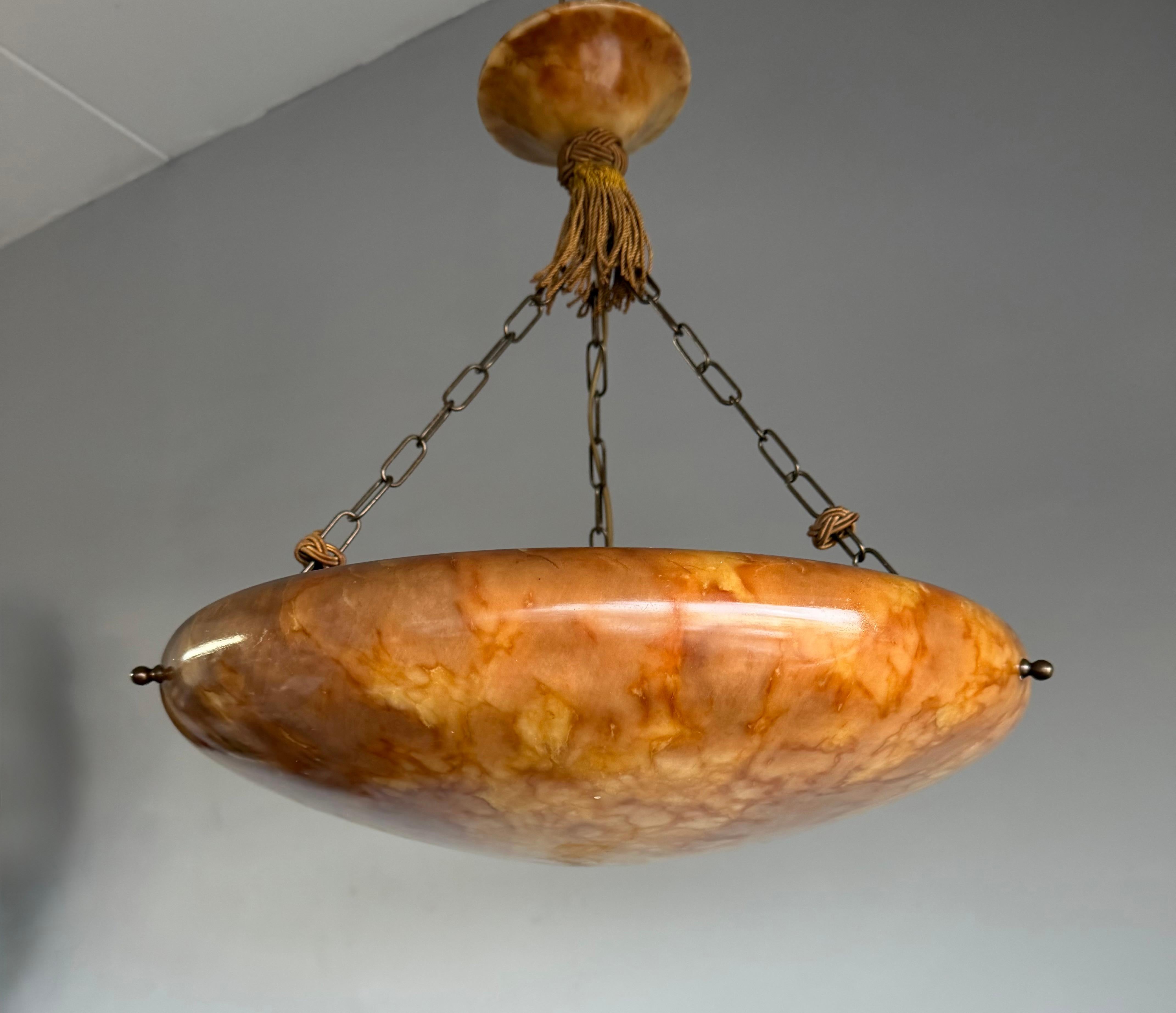Large Beautiful Timeless & Colorful Alabaster & Bronze Chandelier Pendant Light in vendita 2