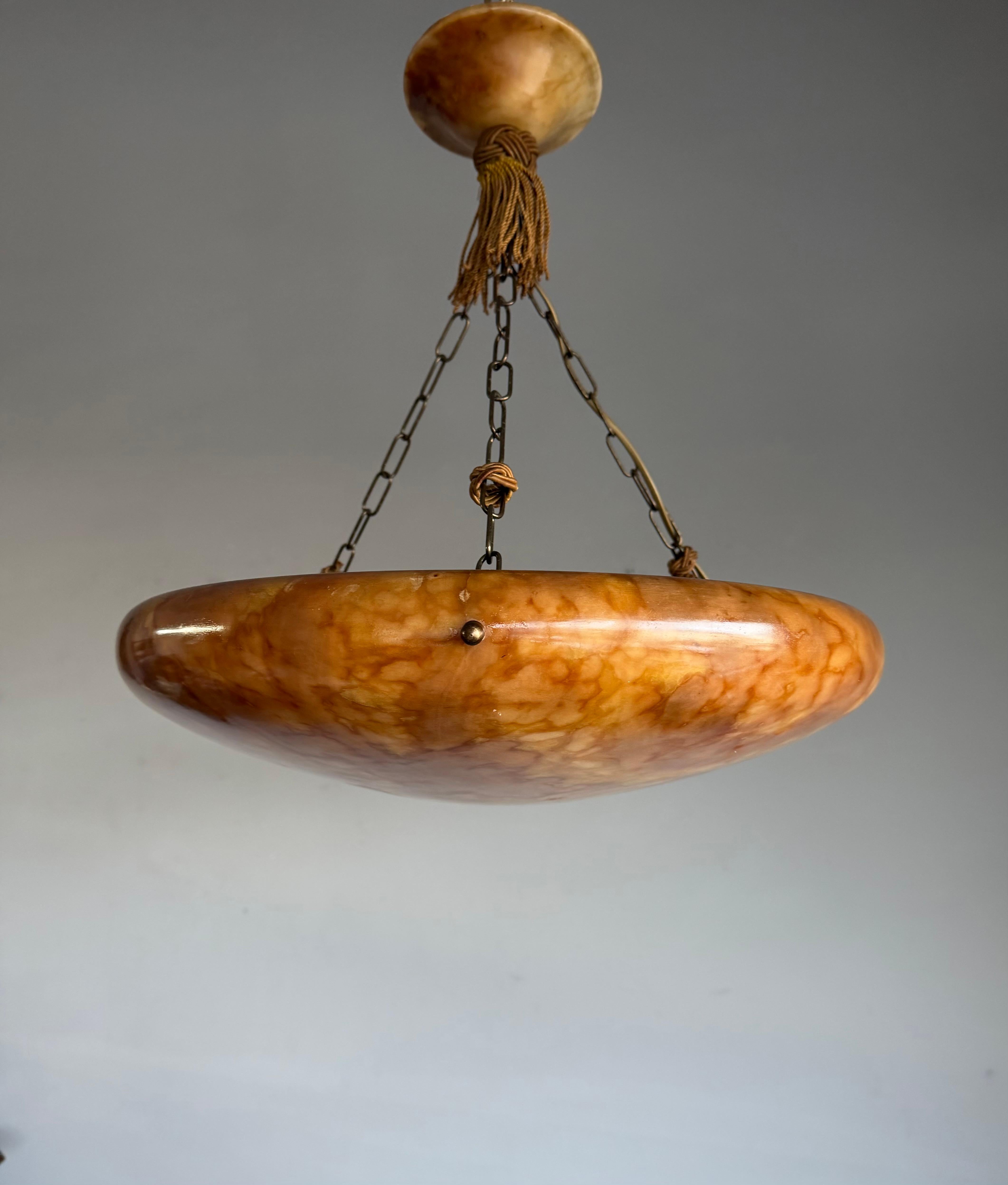 Large Beautiful Timeless & Colorful Alabaster & Bronze Chandelier Pendant Light in vendita 6