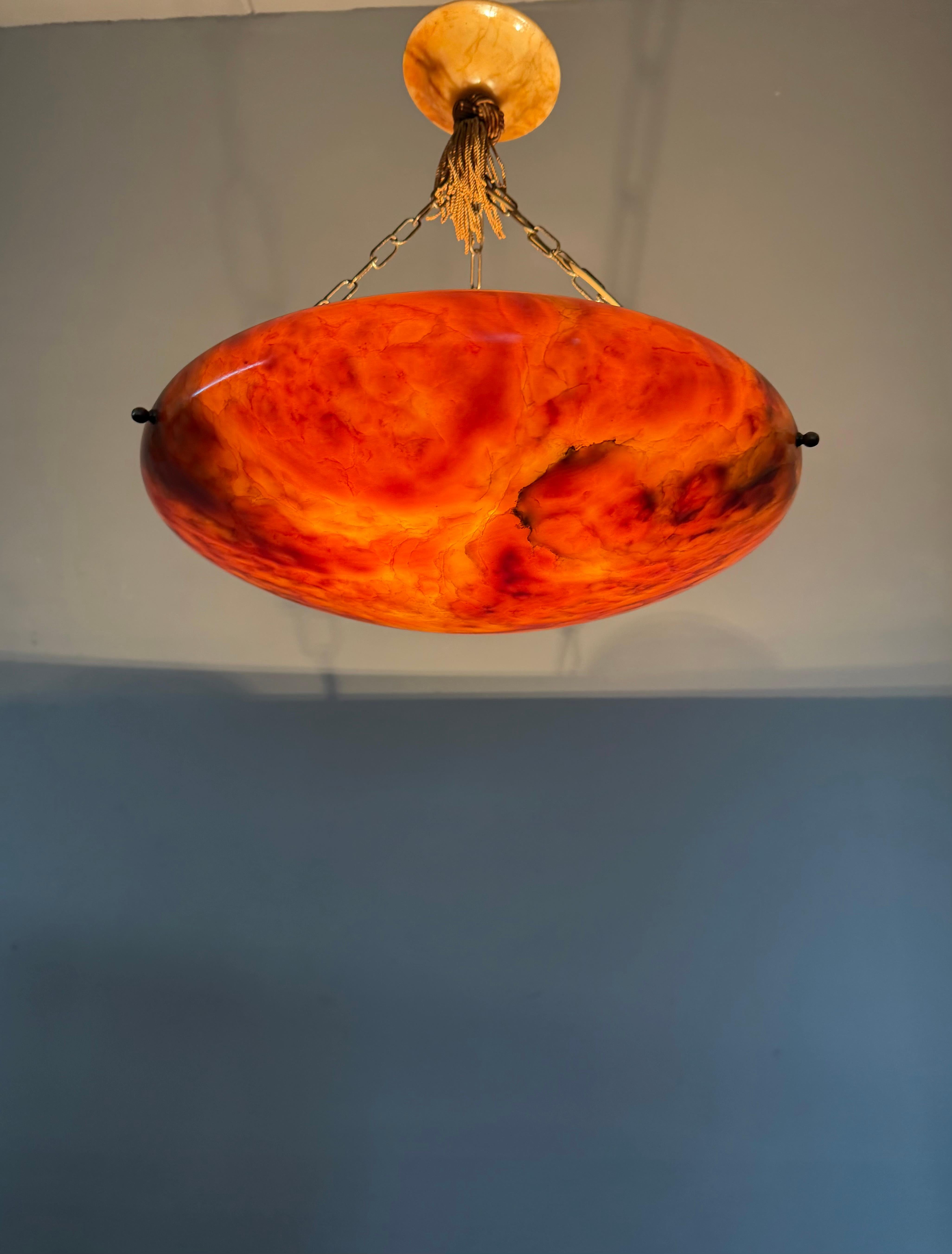 Large Beautiful Timeless & Colorful Alabaster & Bronze Chandelier Pendant Light in vendita 7