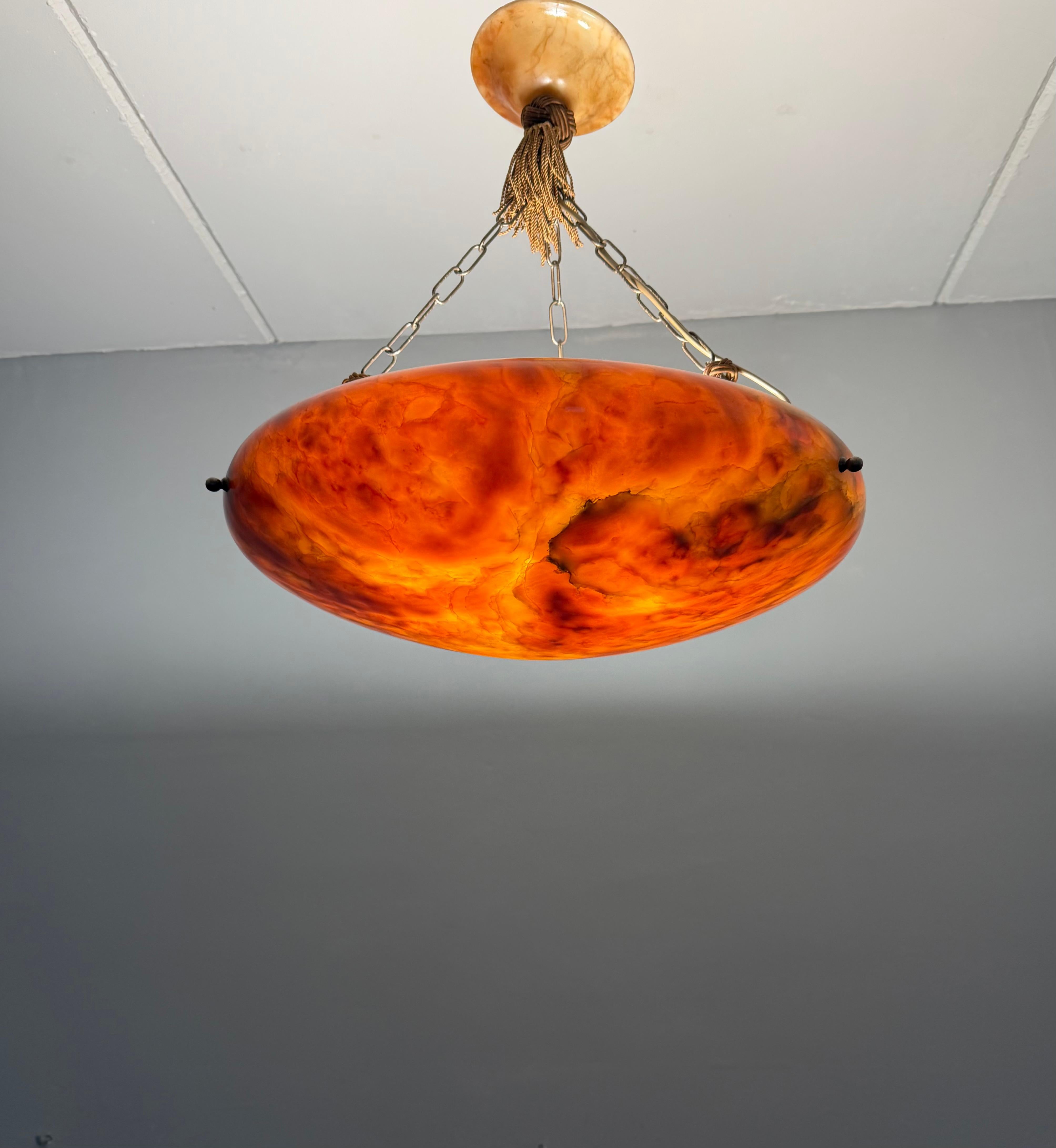 Large Beautiful Timeless & Colorful Alabaster & Bronze Chandelier Pendant Light in vendita 10