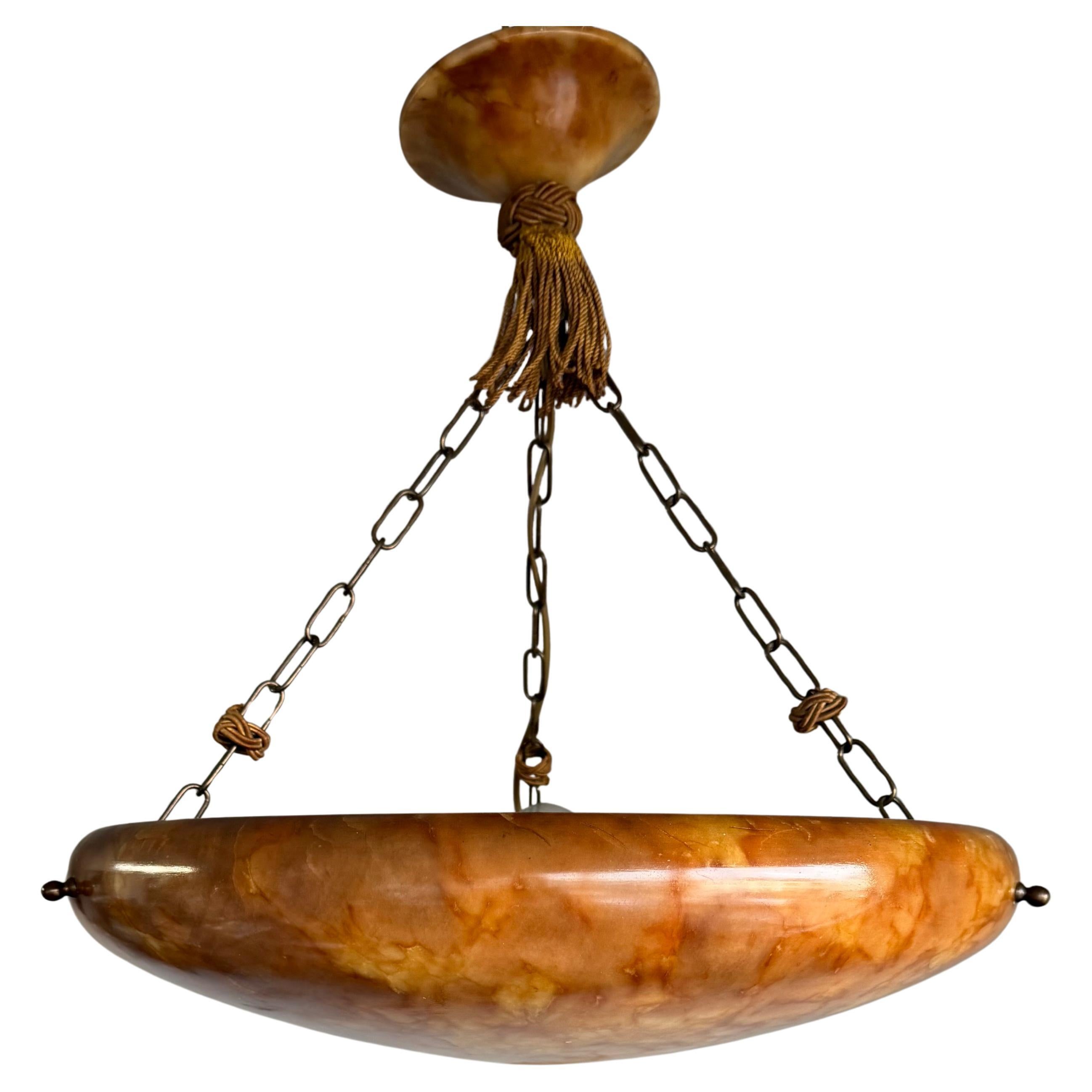 Large Beautiful Timeless 
Colorful Alabaster 
Bronze Chandelier Pendant Light