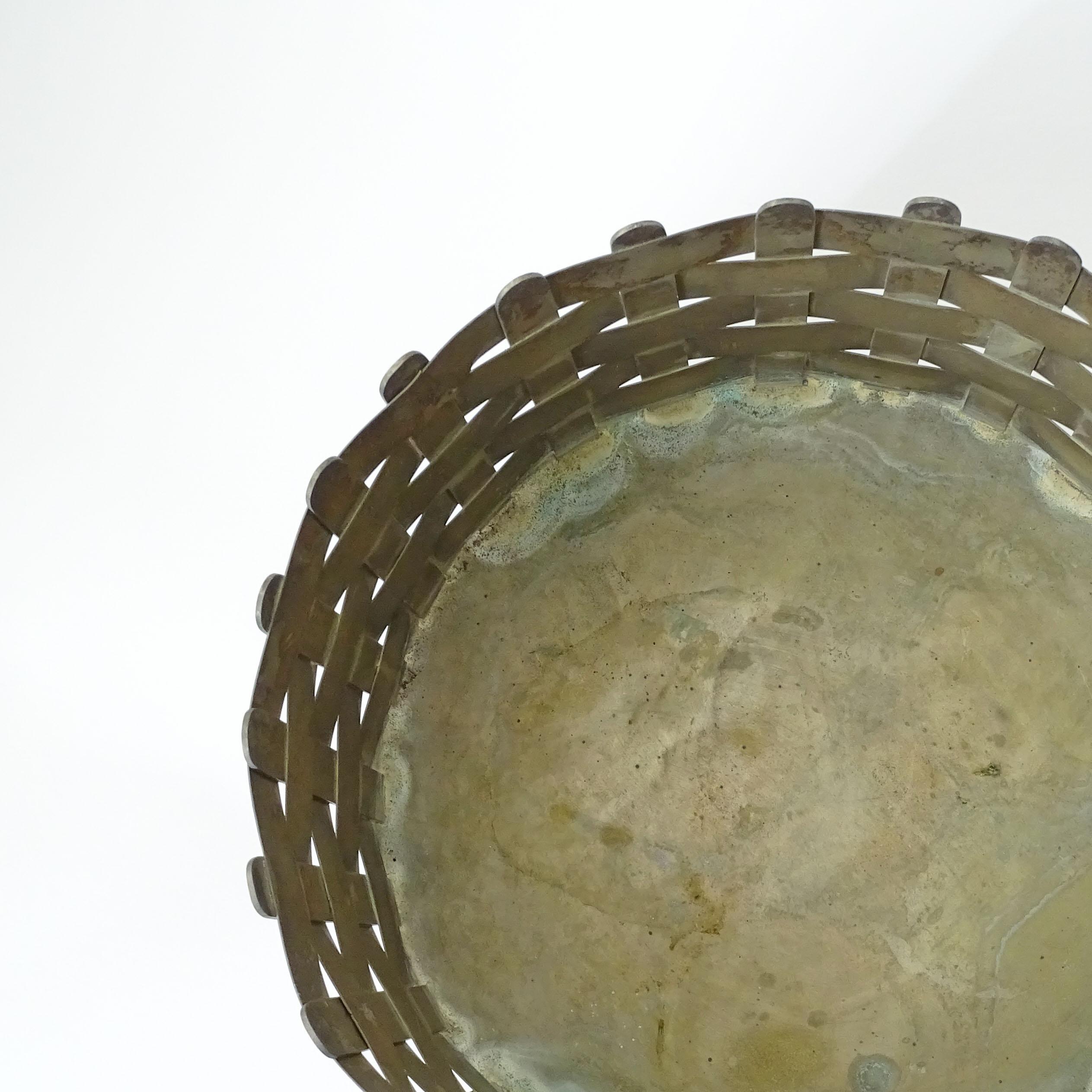 Large, Beautifully Crafted Italian 1970s Intertwined Nickel Metal Planter For Sale 1