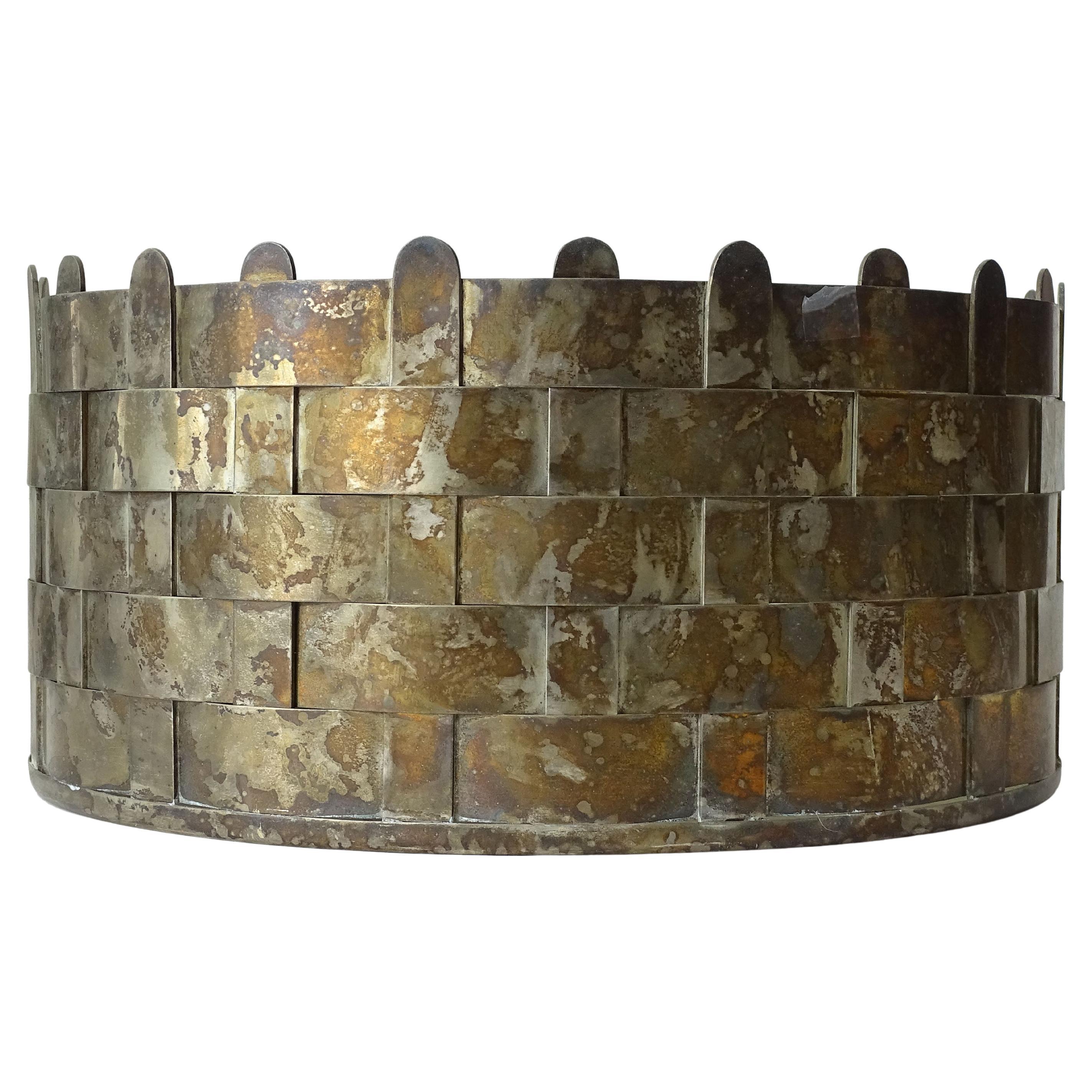 Large, Beautifully Crafted Italian 1970s Intertwined Nickel Metal Planter For Sale