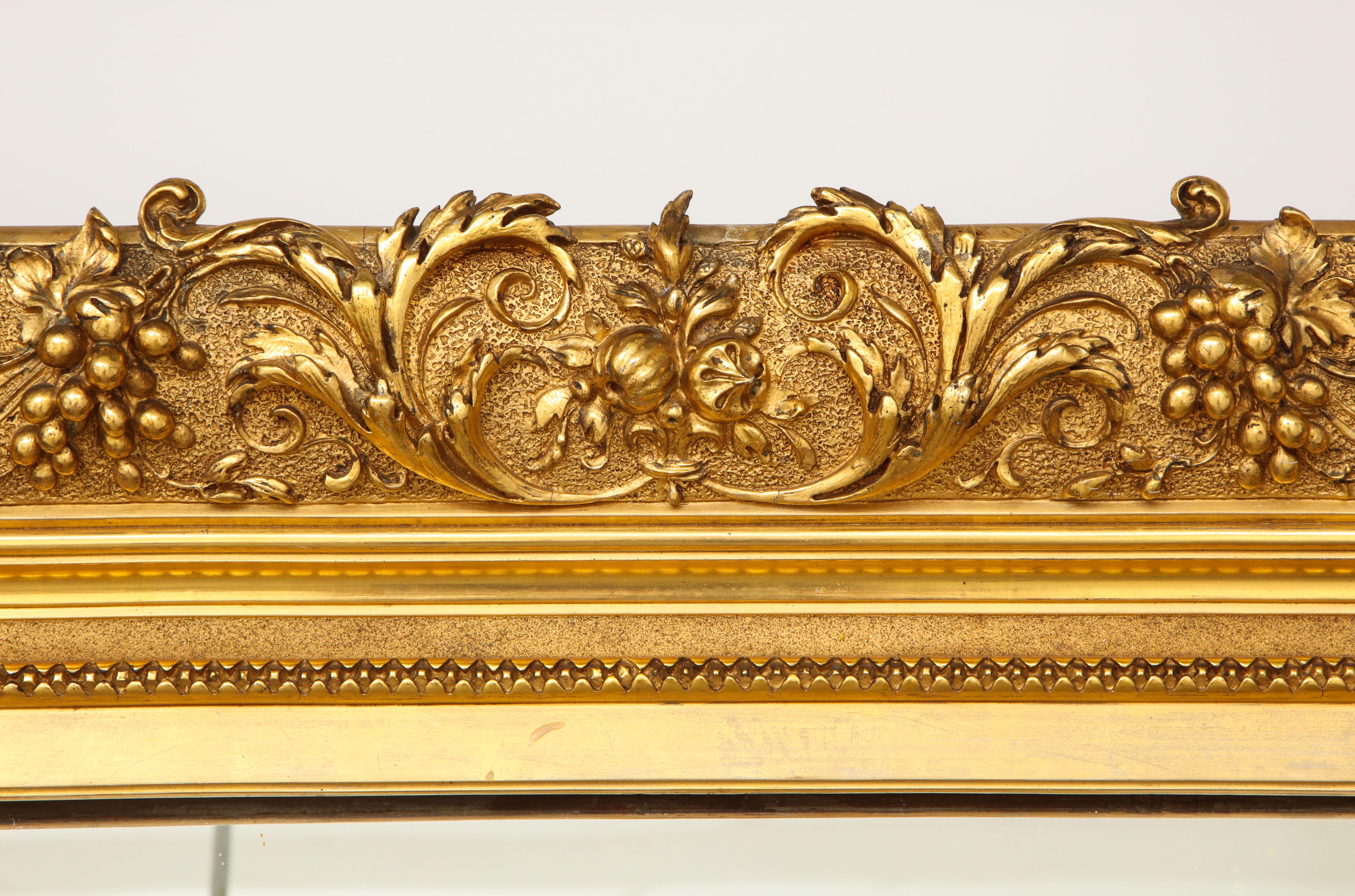 French Large Beautifully Detailed Giltwood Mirror For Sale