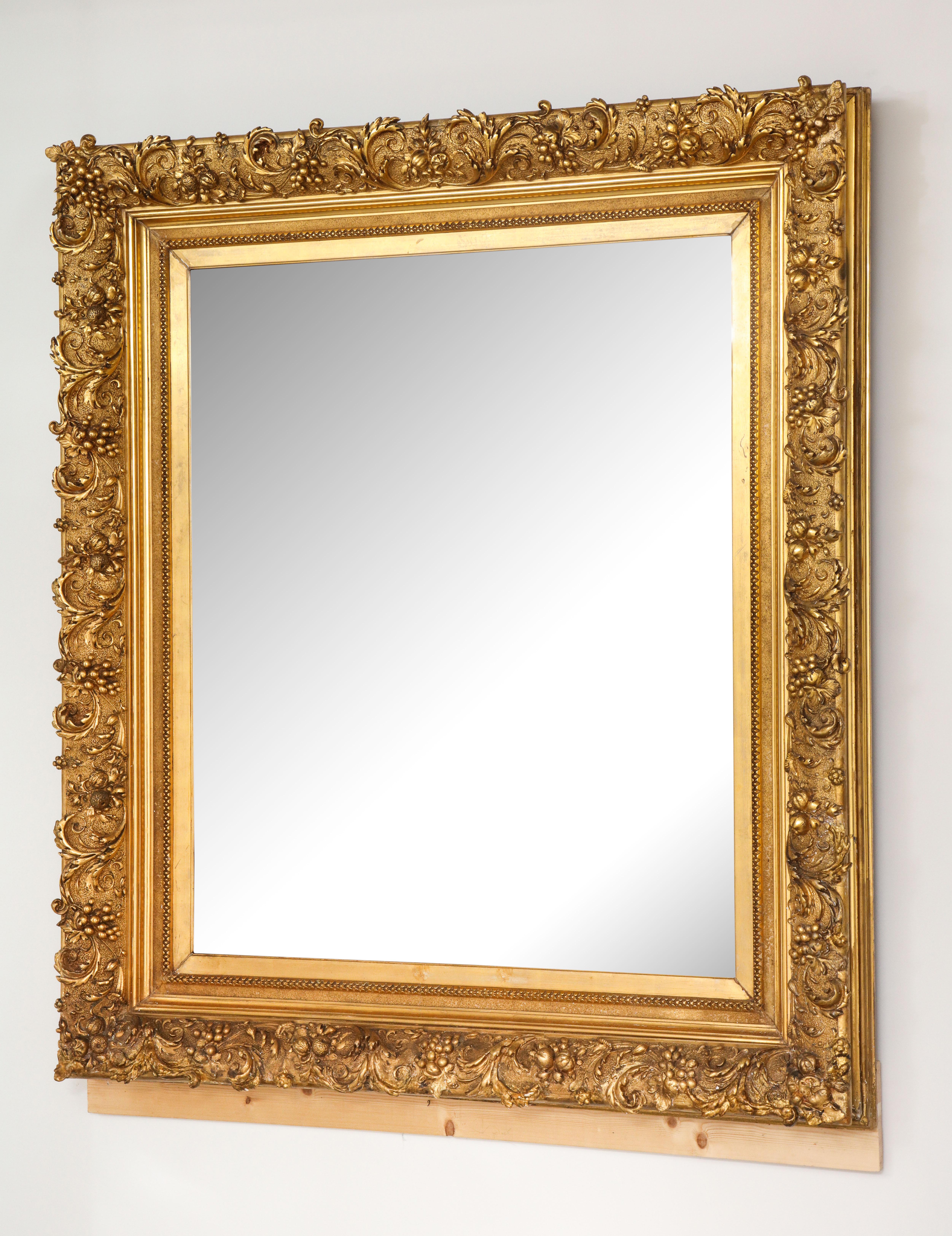 Wood Large Beautifully Detailed Giltwood Mirror For Sale
