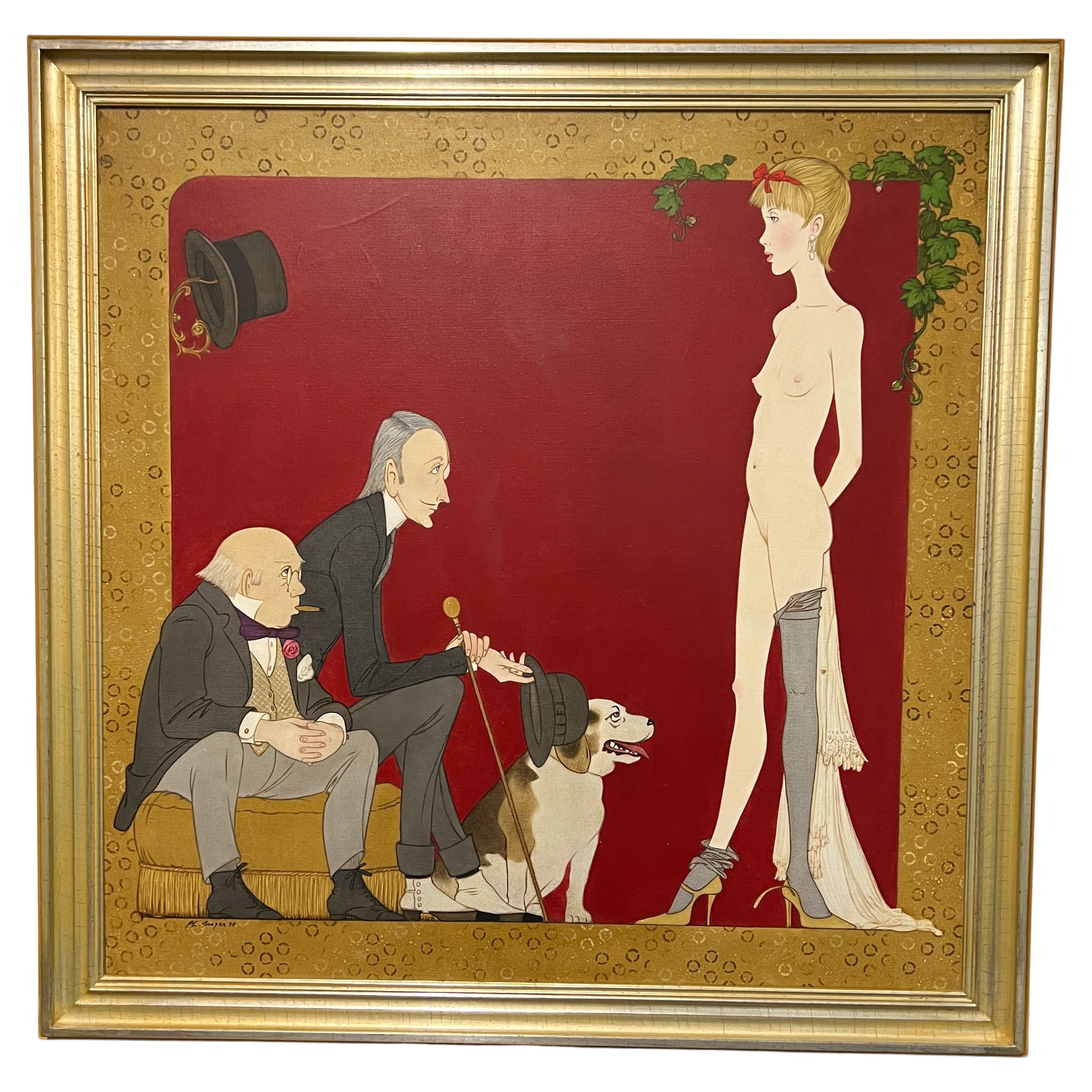 Large Beautifully Framed Original Figural Oil Painting by Philip Henri Noyer For Sale