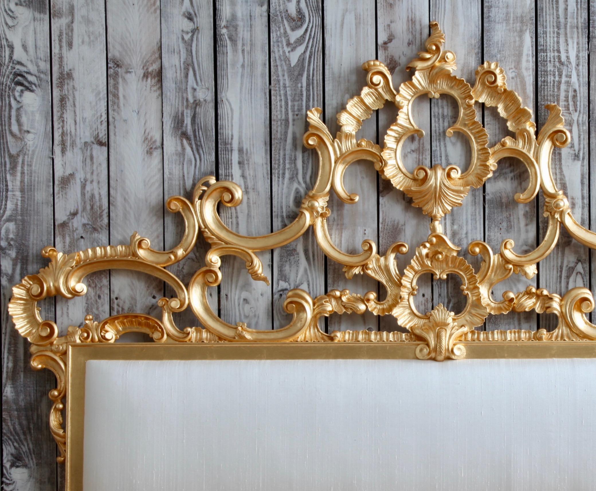 Venetian Rococo Style Hand-Carved Gilt Bed by La Maison London - US King Size For Sale 1