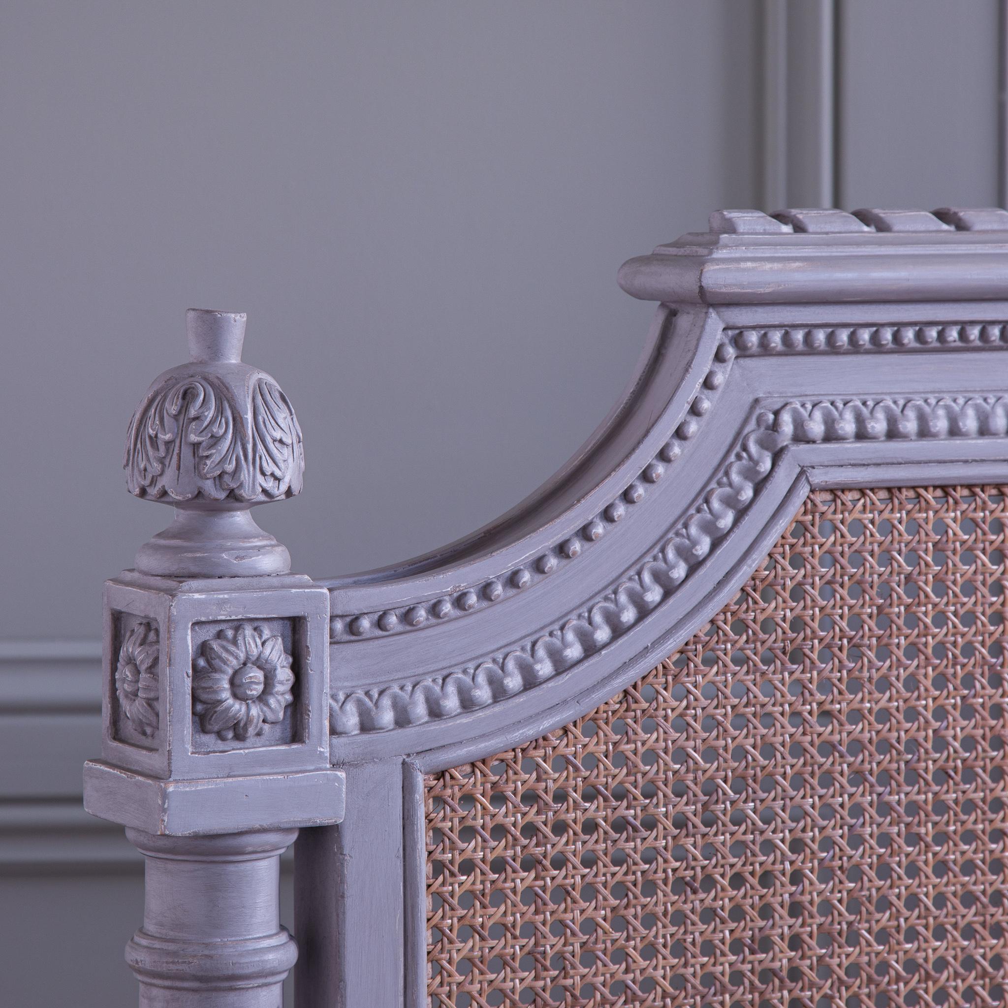Hand carved French LXVI Style Bergere Bed US King Size by La Maison London For Sale 3