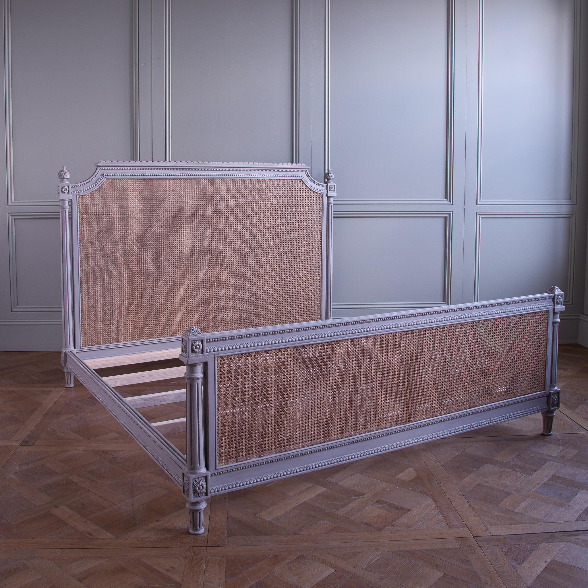 Hand carved French LXVI Style Bergere Bed US King Size by La Maison London For Sale 4