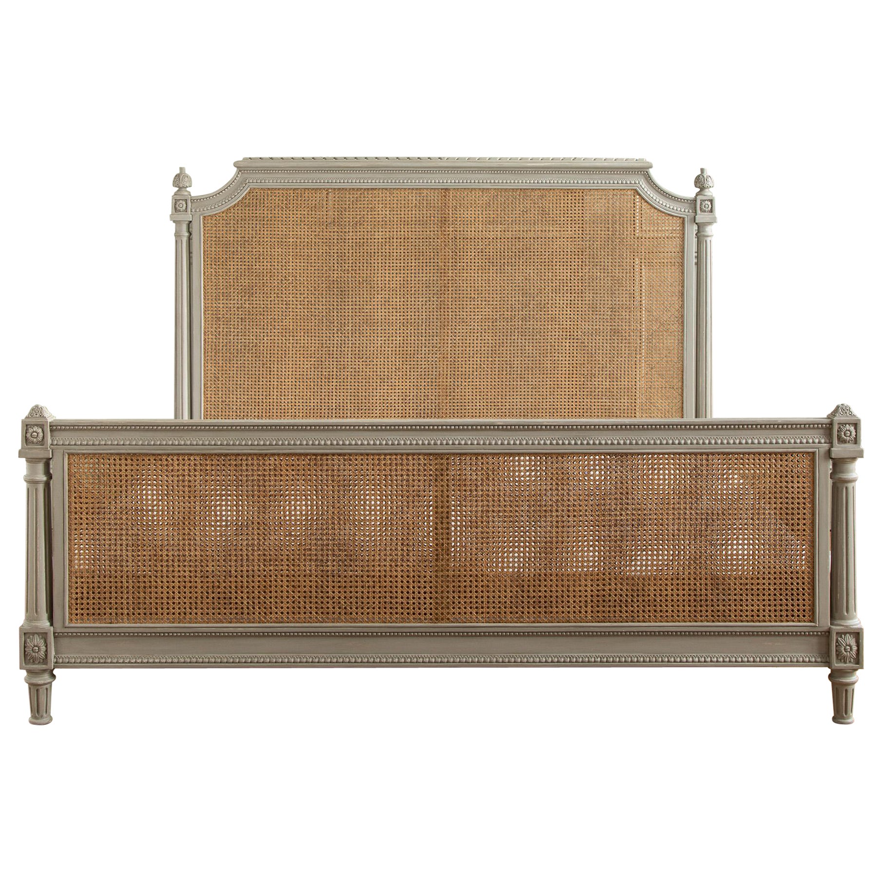 Hand carved French LXVI Style Bergere Bed US King Size by La Maison London