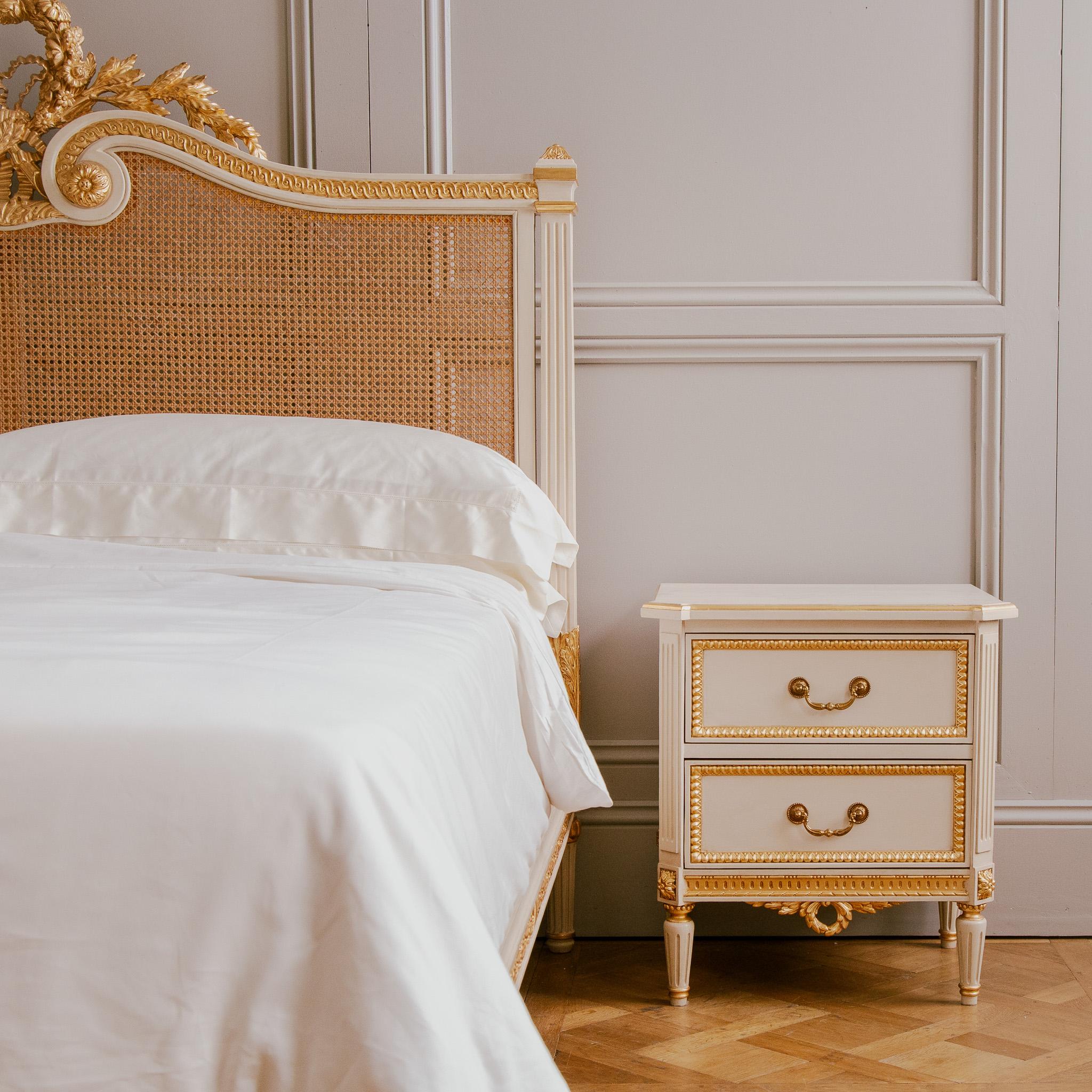 Contemporary Rosace Bed, US King Hand Carved in the Louis XVI Style by La Maison London For Sale