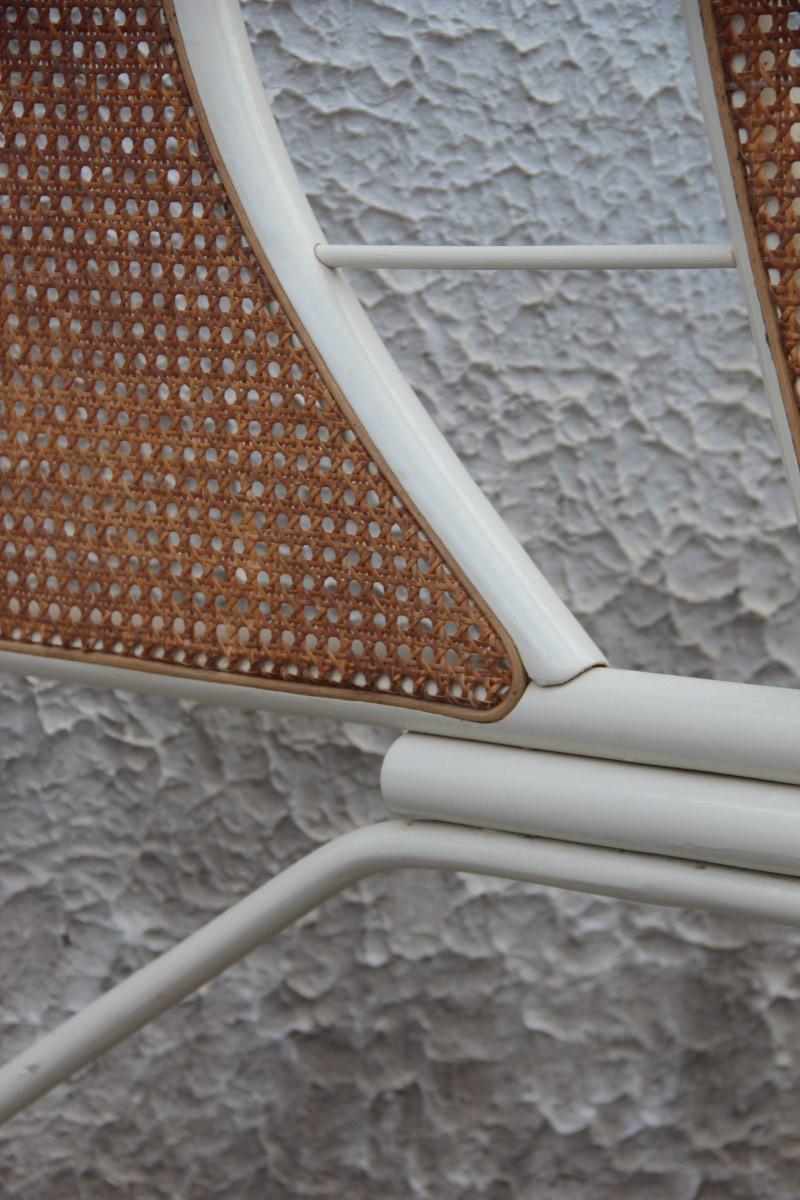 Bambù Grande testata di letto in bambù laccato bianco e paglia di Vienna, 1970, italiano