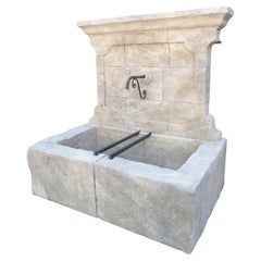 Large “Bédoin” Carved Limestone Wall Fountain from Provence, France